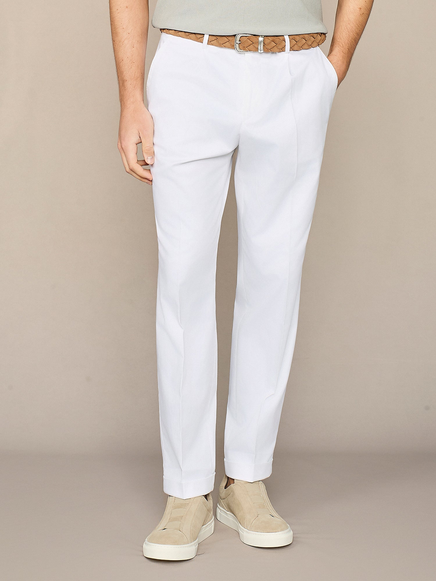 PANTALONE WIDE FIT IN COTONE BIANCO