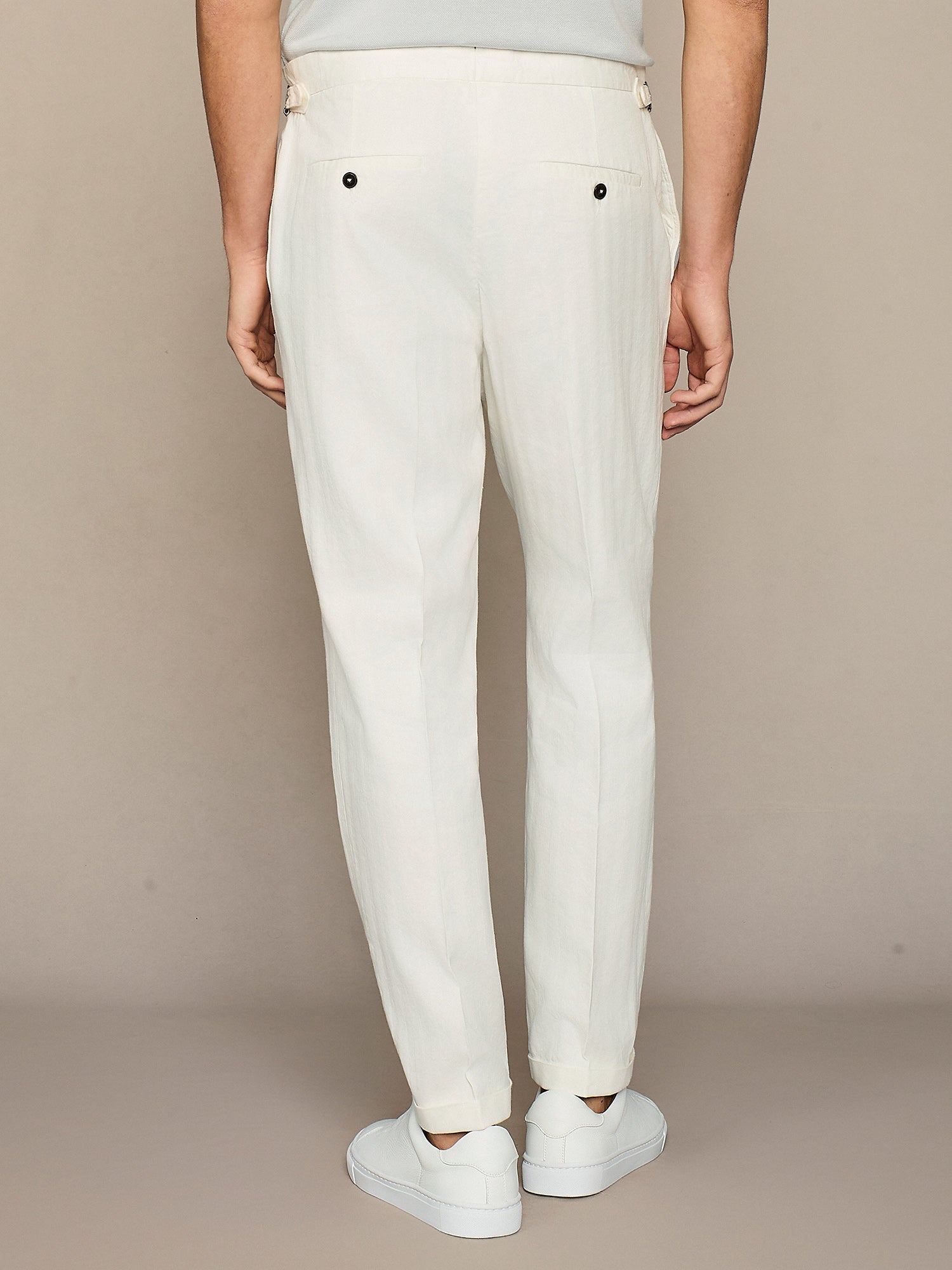 Pantalone in cotone e lyocell burro