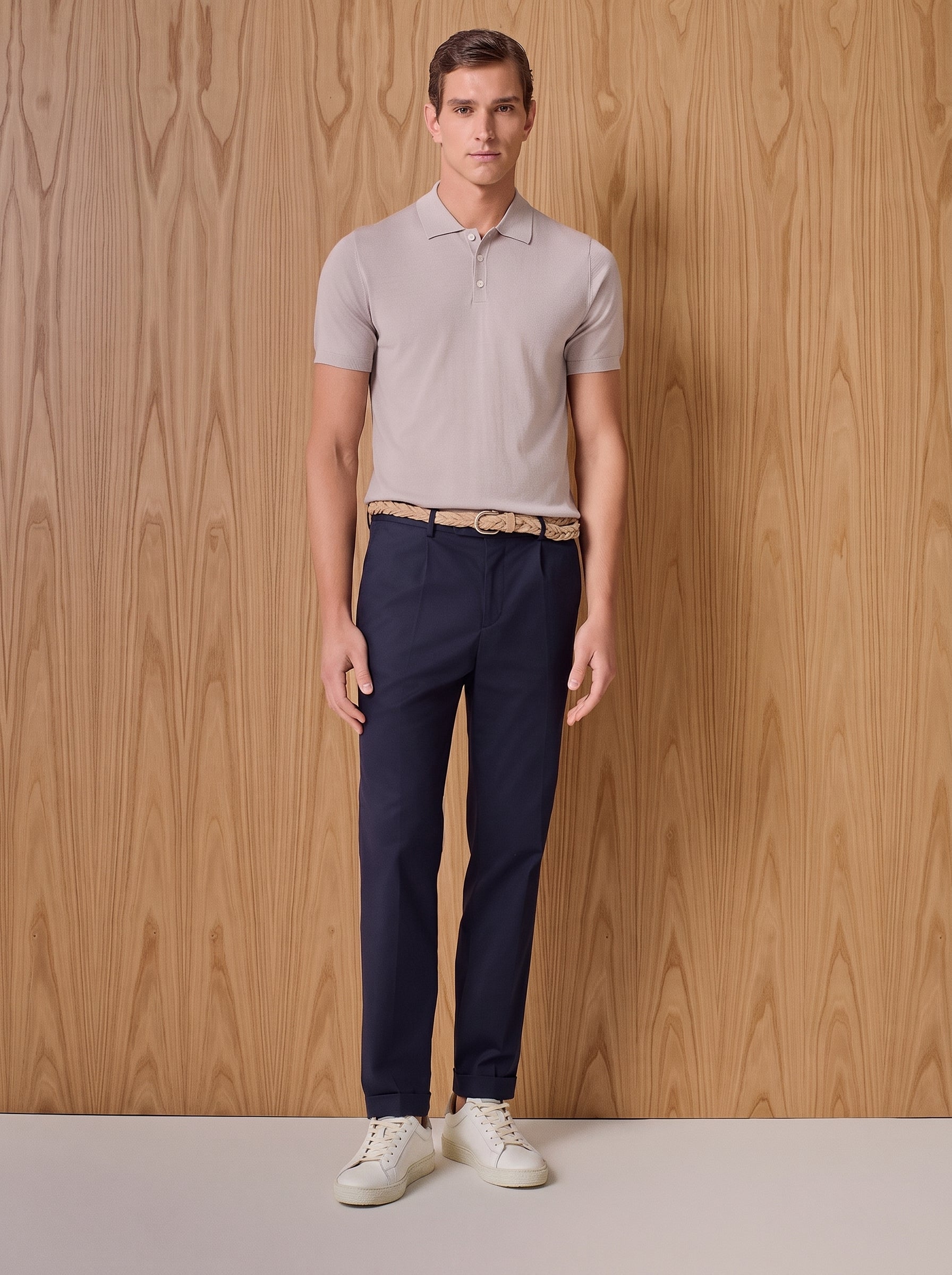 Blue cotton and lyocell trousers