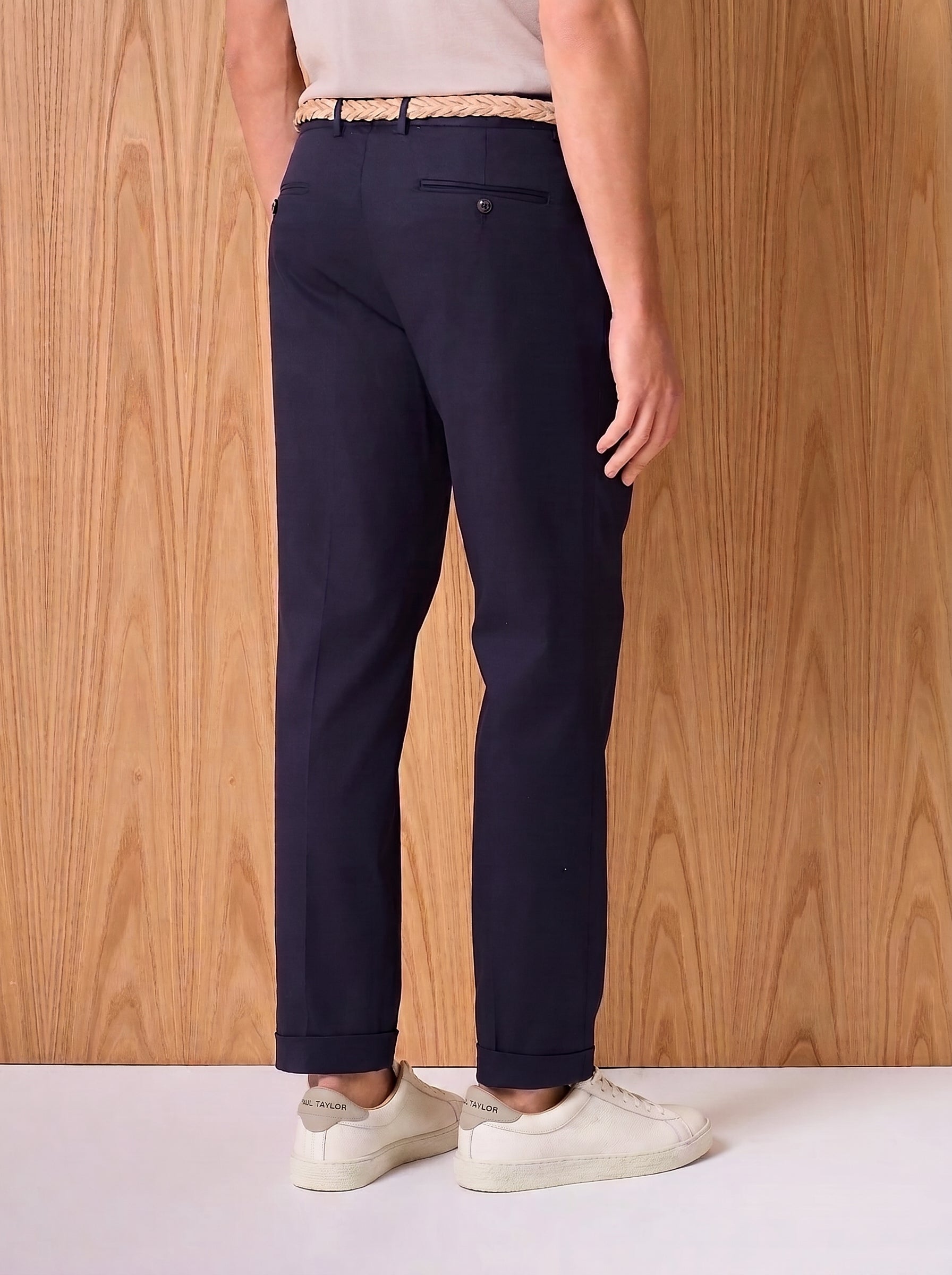Blue cotton and lyocell trousers