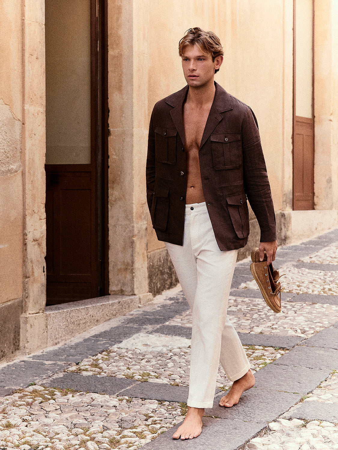Pantalone leisure fit con cintini bianco