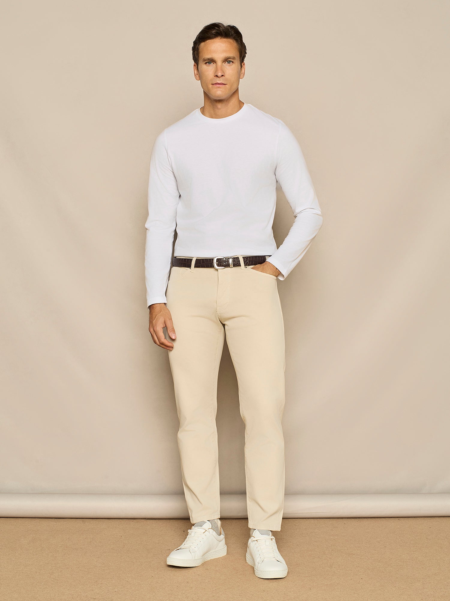 BEIGE FIVE POCKETS COTTON TROUSER
