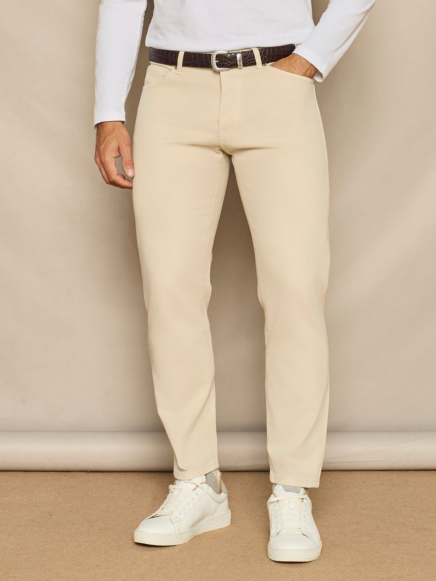 BEIGE FIVE POCKETS COTTON TROUSER