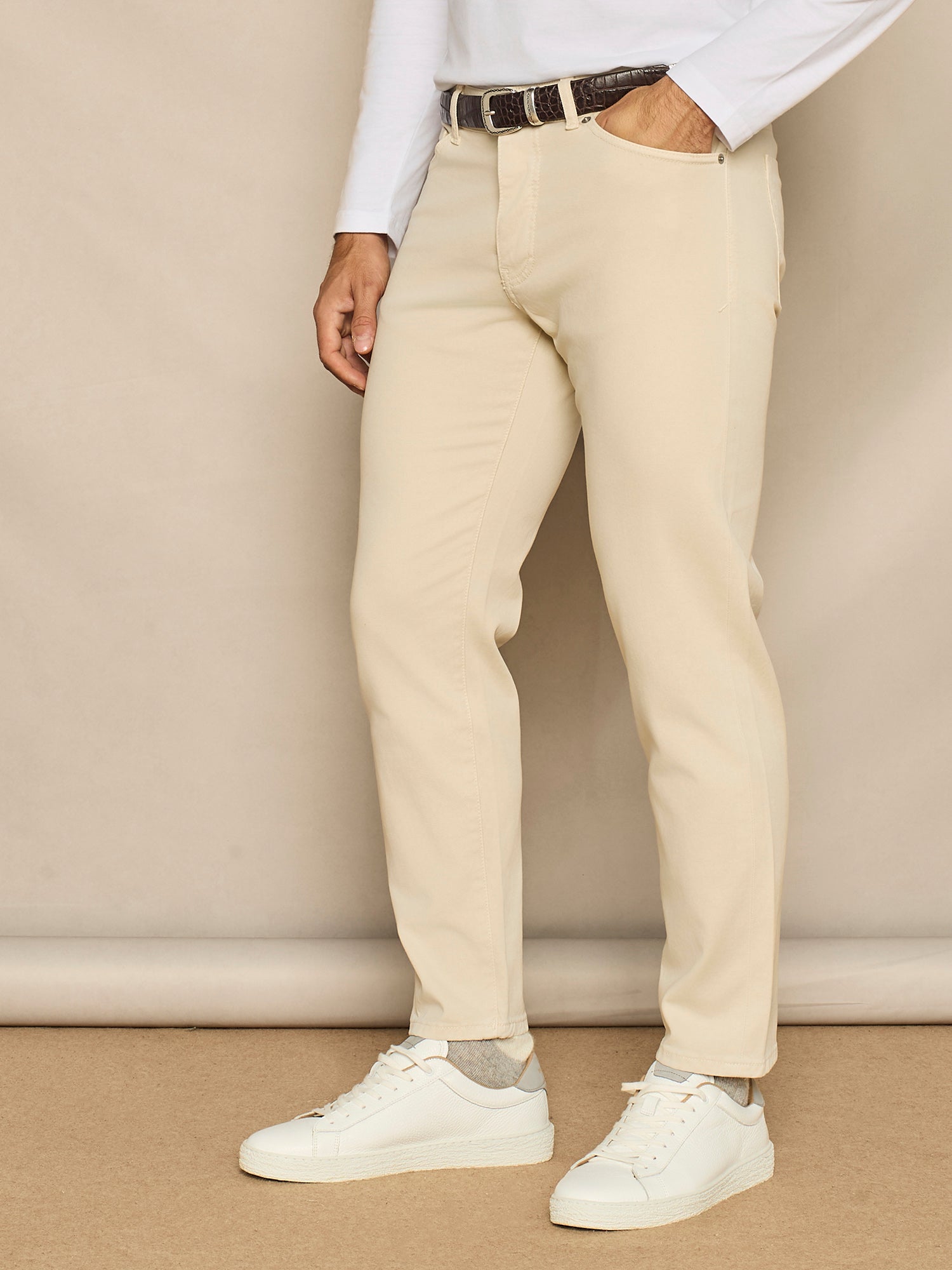 BEIGE FIVE POCKETS COTTON TROUSER