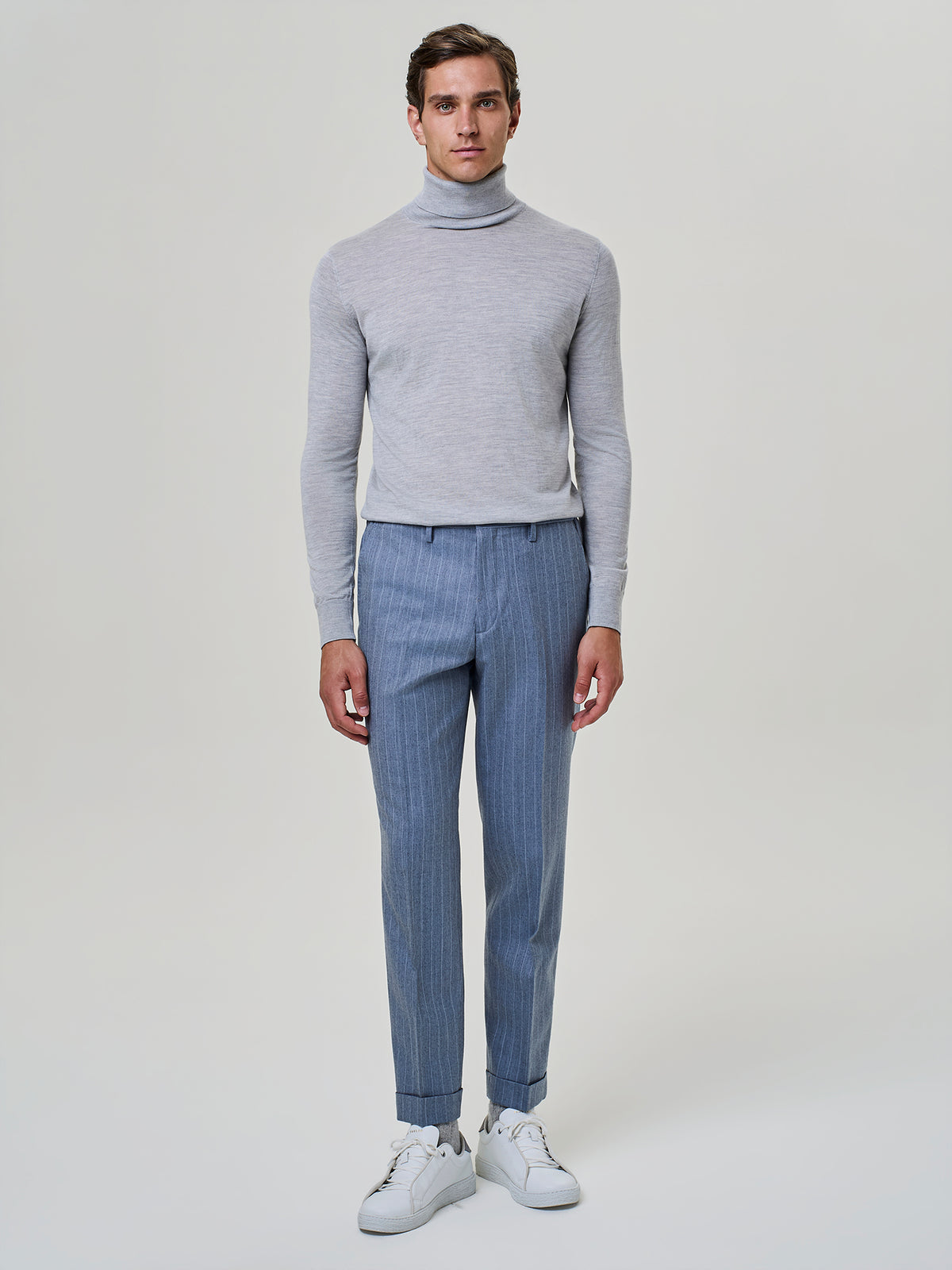 Pantalone uomo dusty blue con taschino portamonete e tasche posteriori a filetto, Paul Taylor