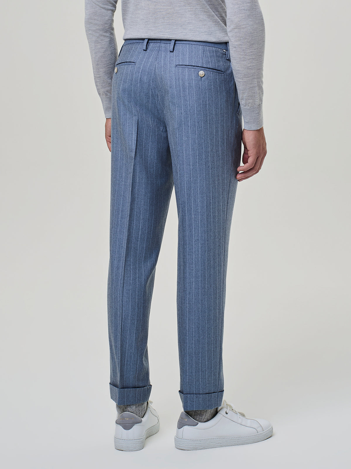 Pantalone in flanella gessata con tasche America e impunture AMF, Paul Taylor