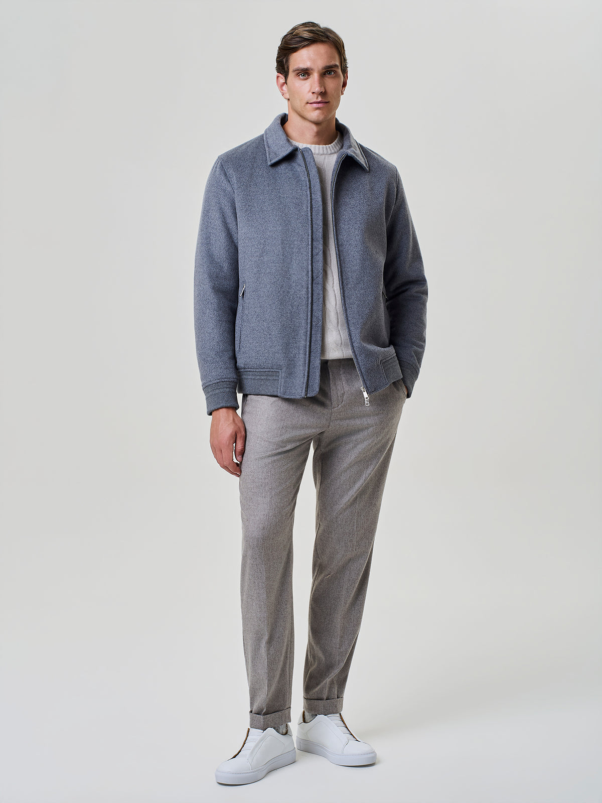 Pantalone da uomo in flanella, risvolto al fondo, capo caldo ed elegante, Paul Taylor