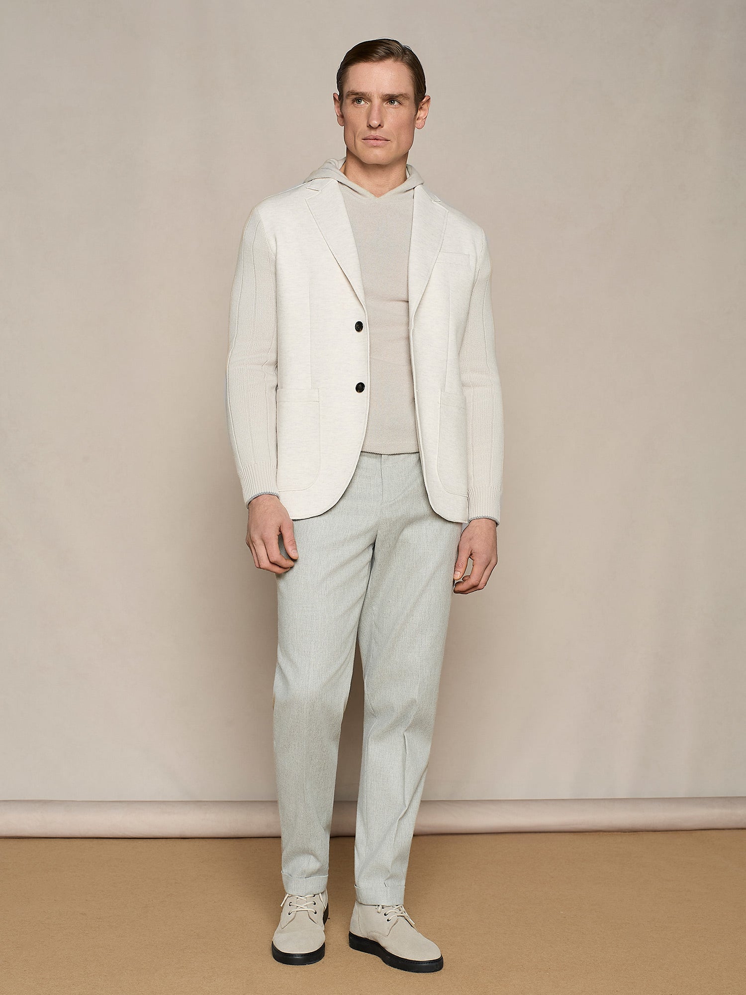 PANTALONE WIDE FIT CON COULISSE IN FLANELLA GRIGIO CHIARO