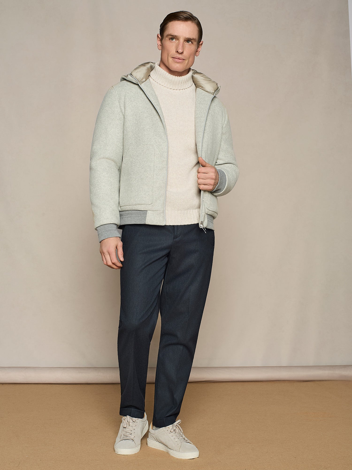 PANTALONE WIDE FIT CON COULISSE IN FLANELLA BLU