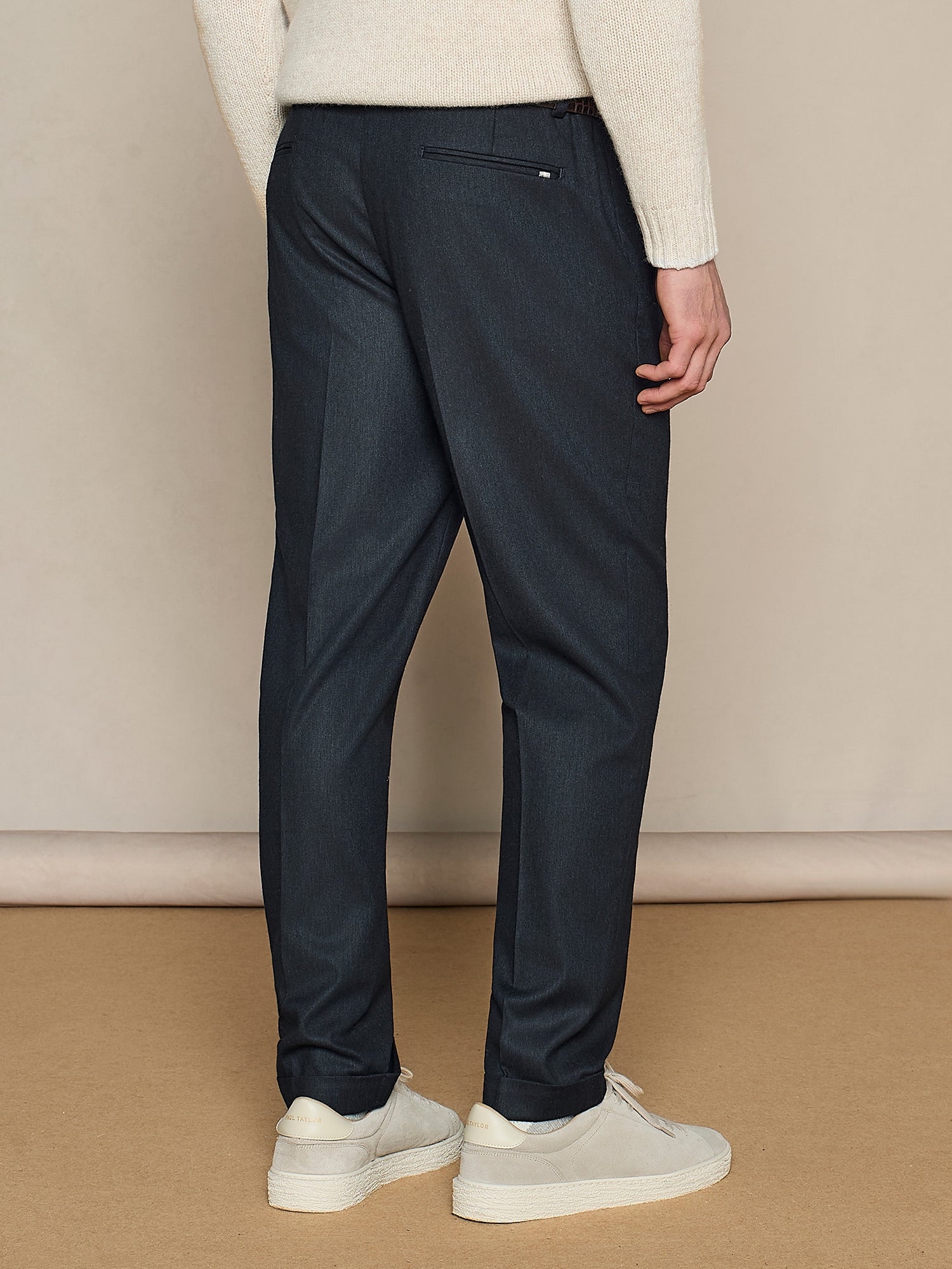 PANTALONE WIDE FIT CON COULISSE IN FLANELLA BLU