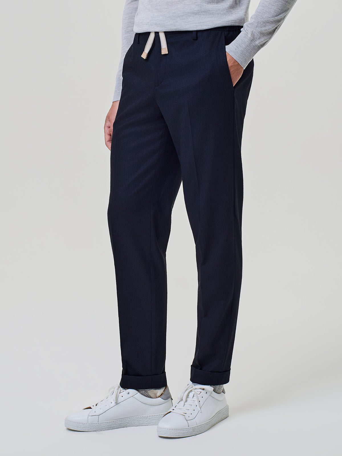 Pantalone da uomo in flanella, tasche america con impuntura AMF, Paul Taylor