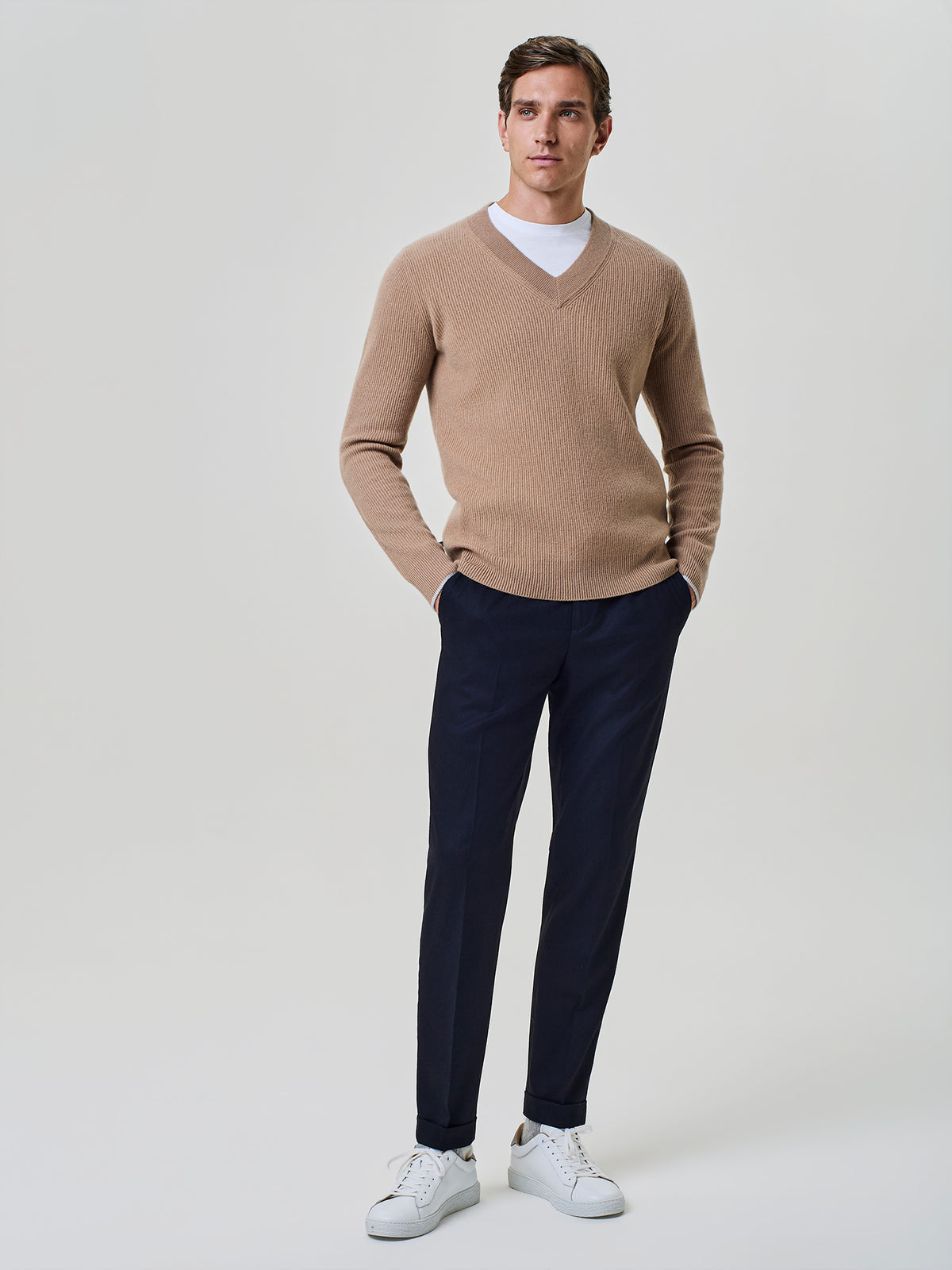 Pantalone da uomo blu in flanella misto lana vergine, Paul Taylor