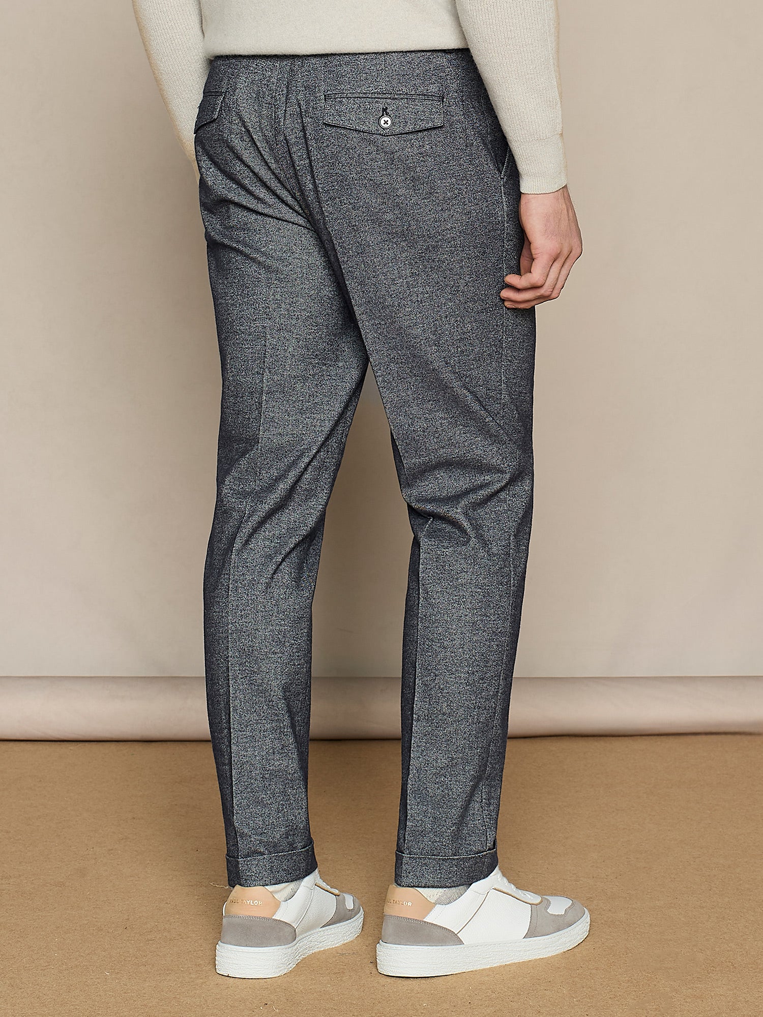 PANTALONE WIDE FIT CON PINCES EFFETTO DENIM BLU