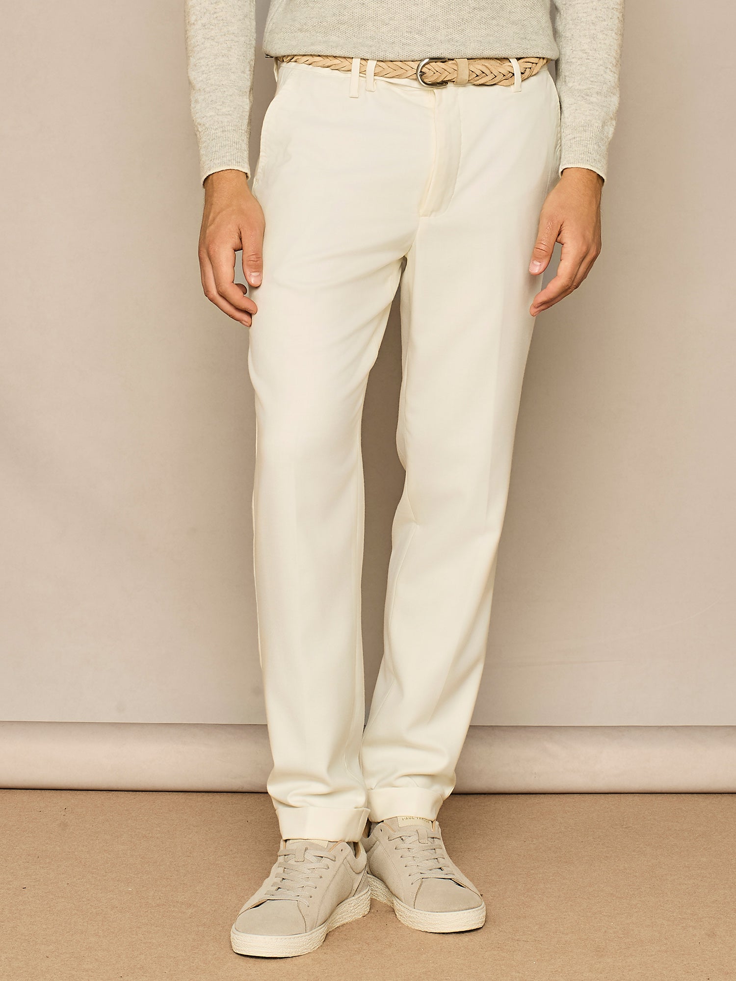 OFF WHITE WIDE FIT TROUSER WITH SARTORIAL WAISTBAND