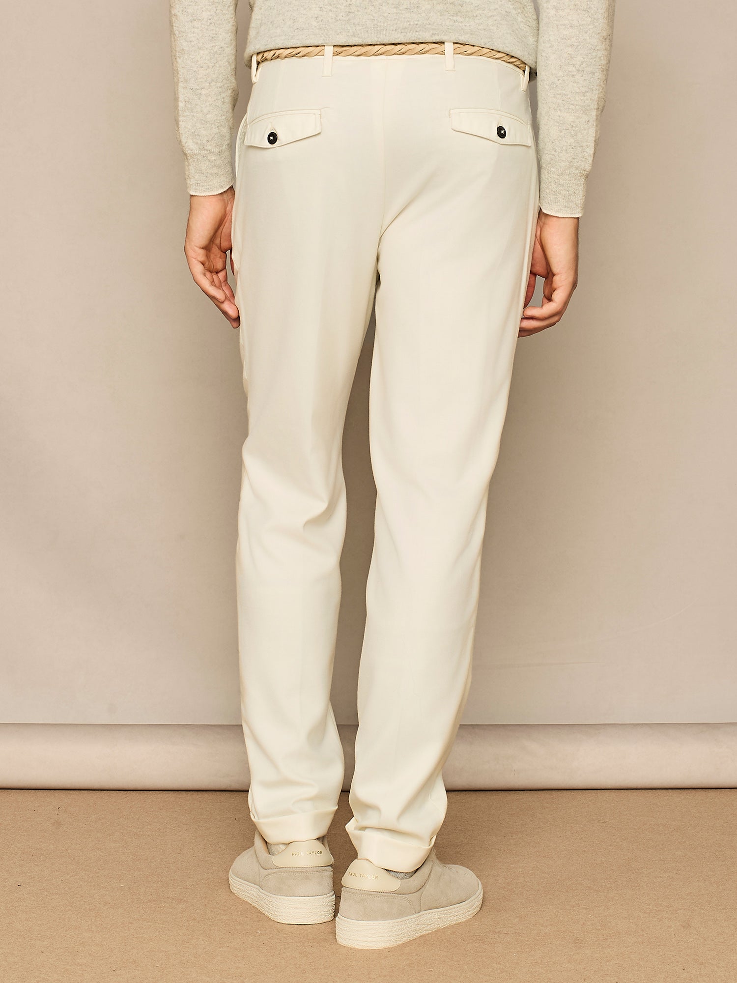 OFF WHITE WIDE FIT TROUSER WITH SARTORIAL WAISTBAND