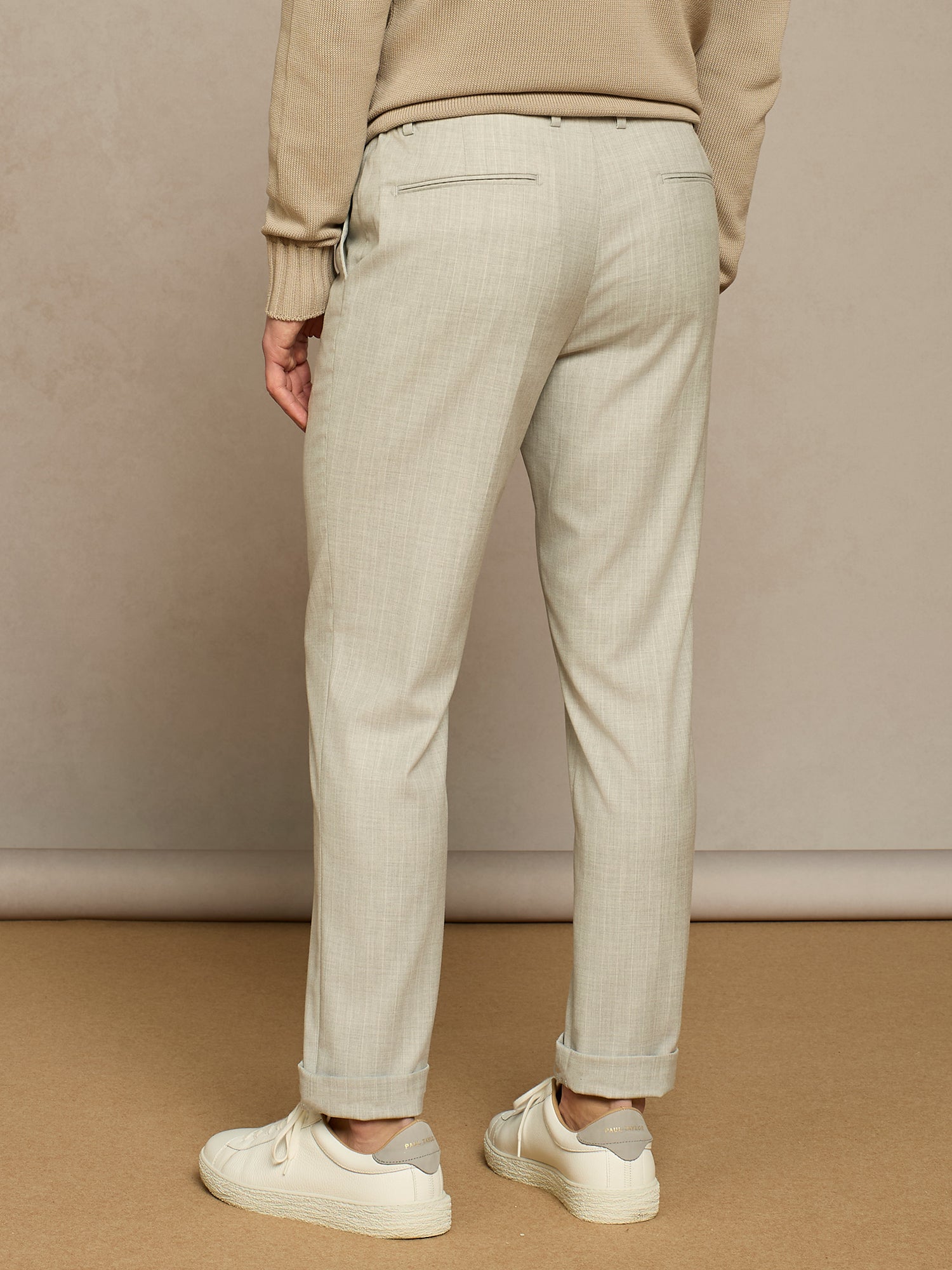 LIGHT GREY PINSTRIPED LACE TROUSERS