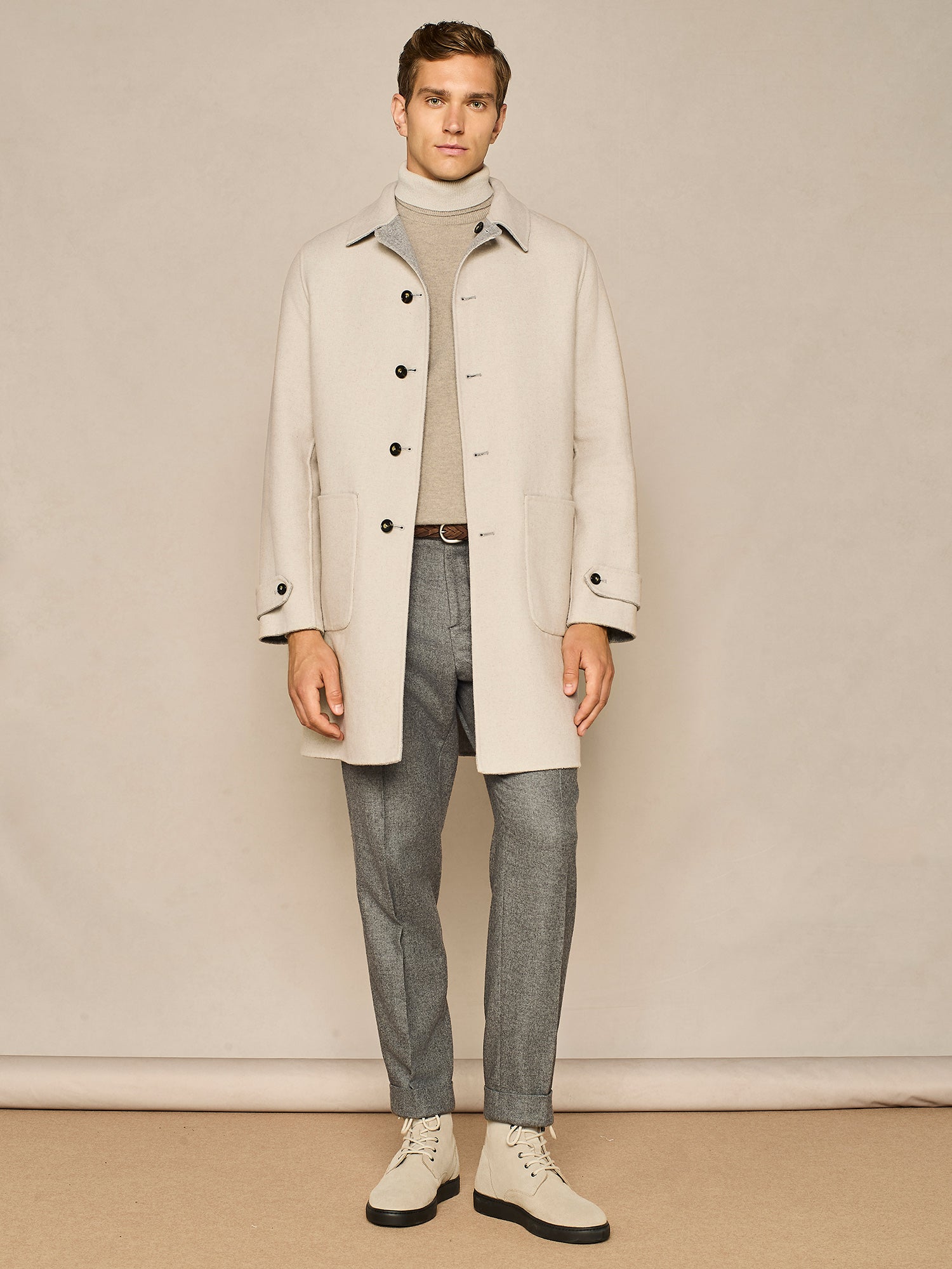 GREY WOOL WIDE FIT TROUSER