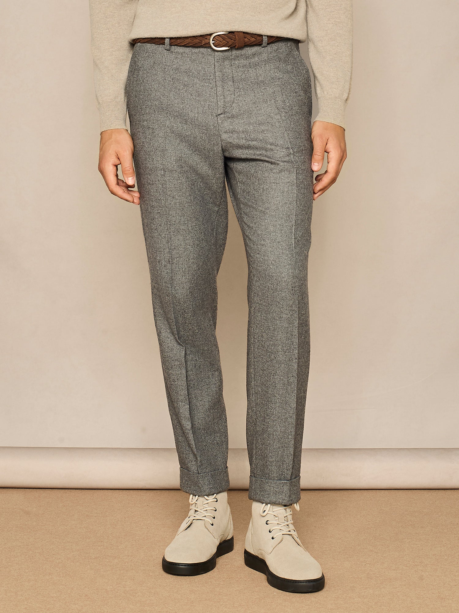 GREY WOOL WIDE FIT TROUSER