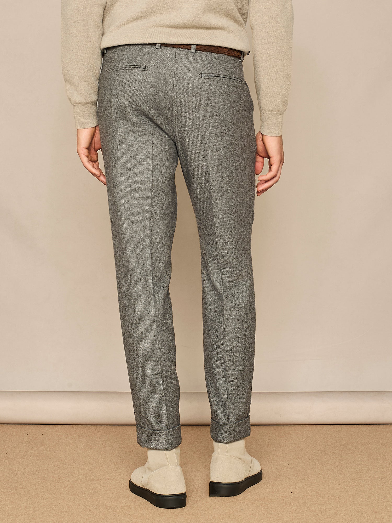 GREY WOOL WIDE FIT TROUSER