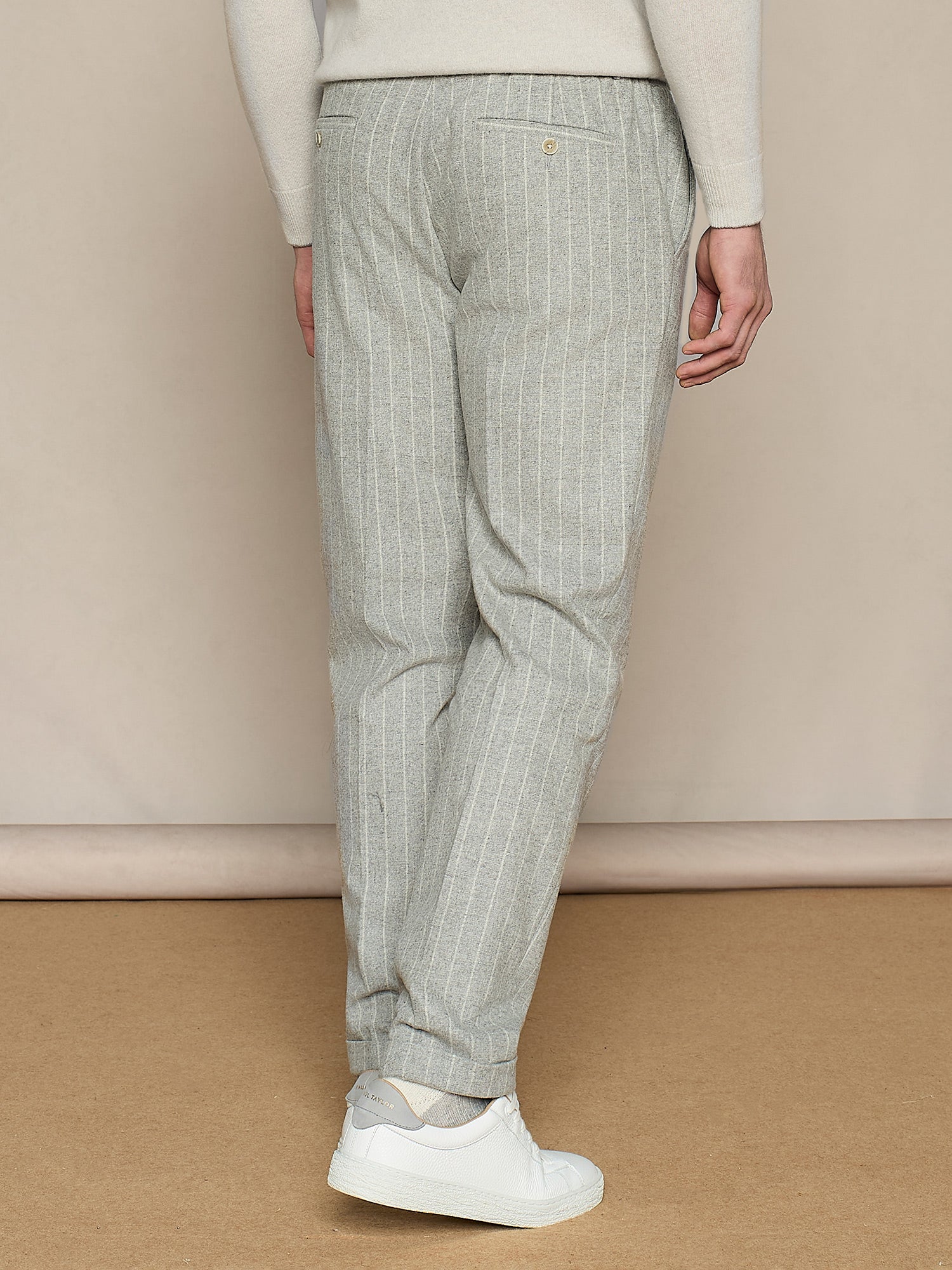 PANTALONE JOGGER IN LANA GESSATO GRIGIO CHIARO