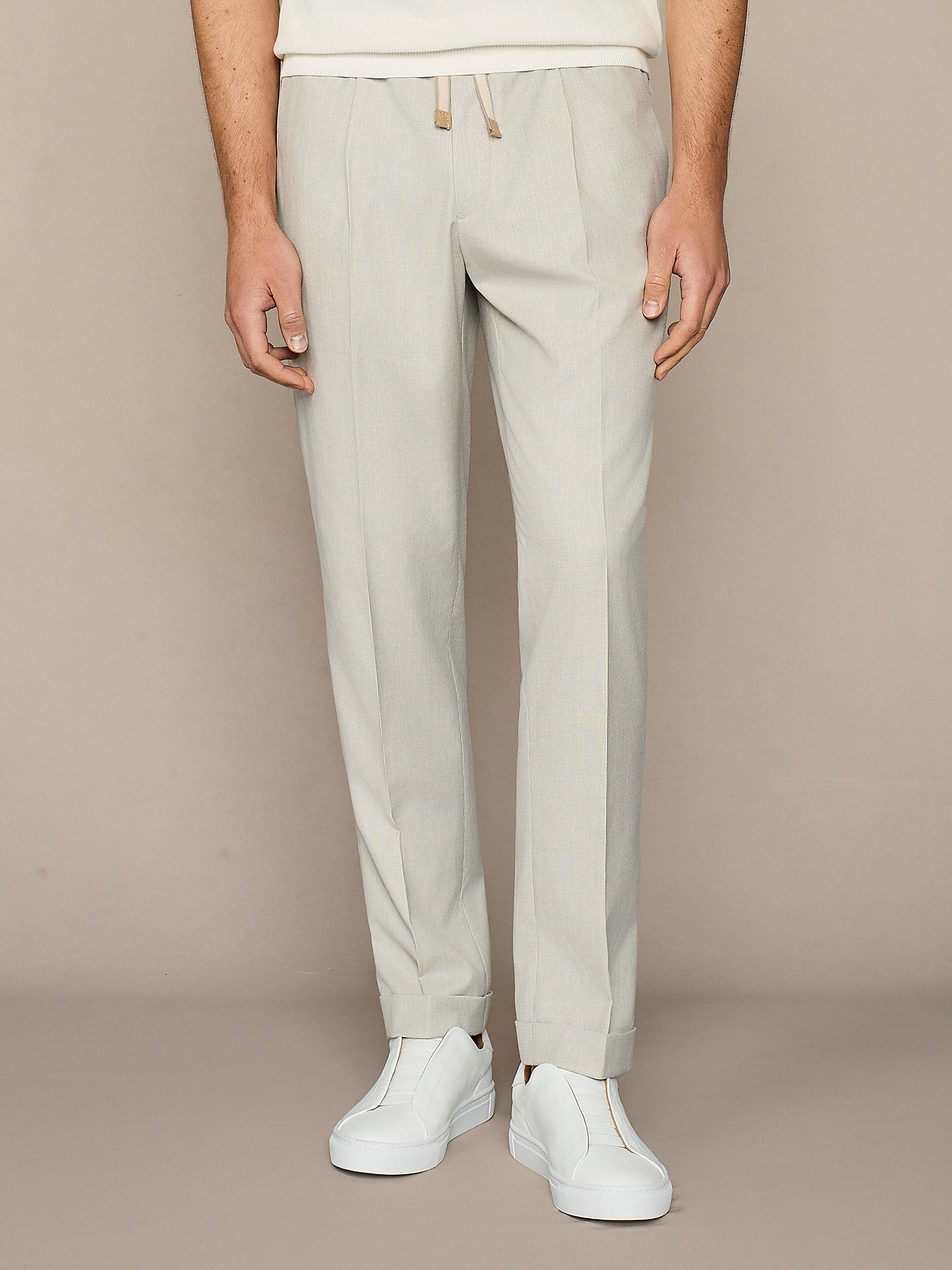 PANTALONE JOGGER PIED DE POULE GRIGIO CHIARO