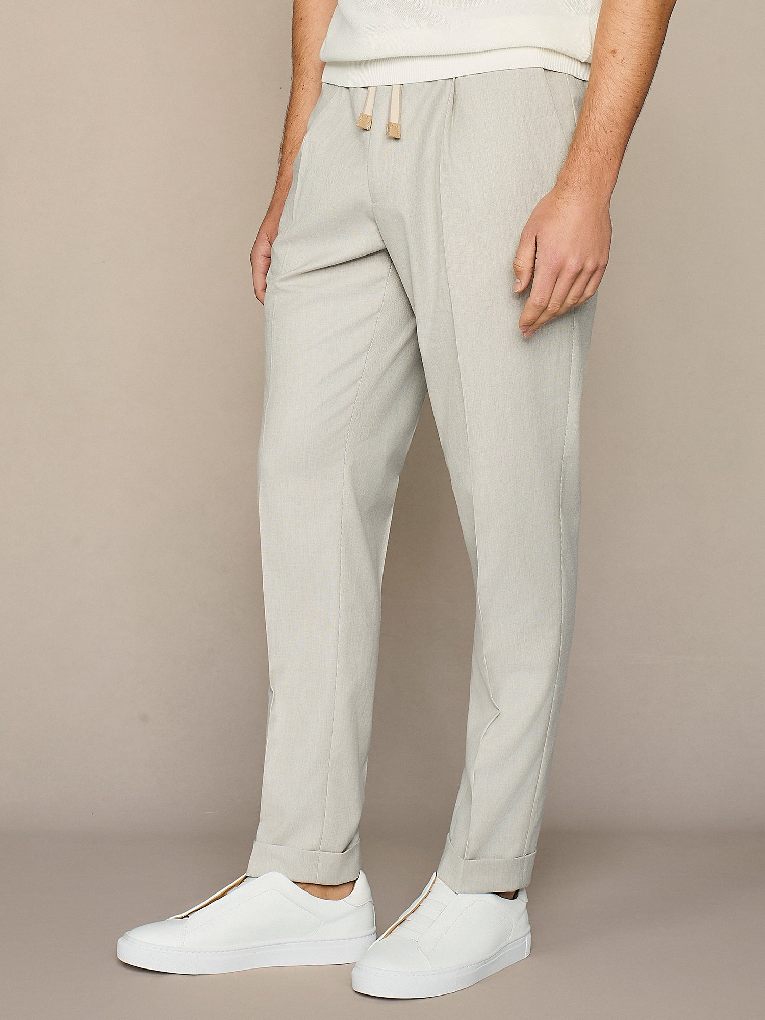 PANTALONE JOGGER PIED DE POULE GRIGIO CHIARO