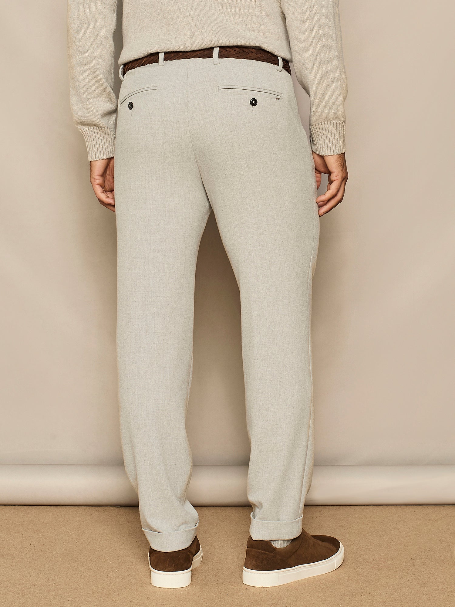 LIGHT GREY DOUBLE PINCES WIDE FIT TROUSER