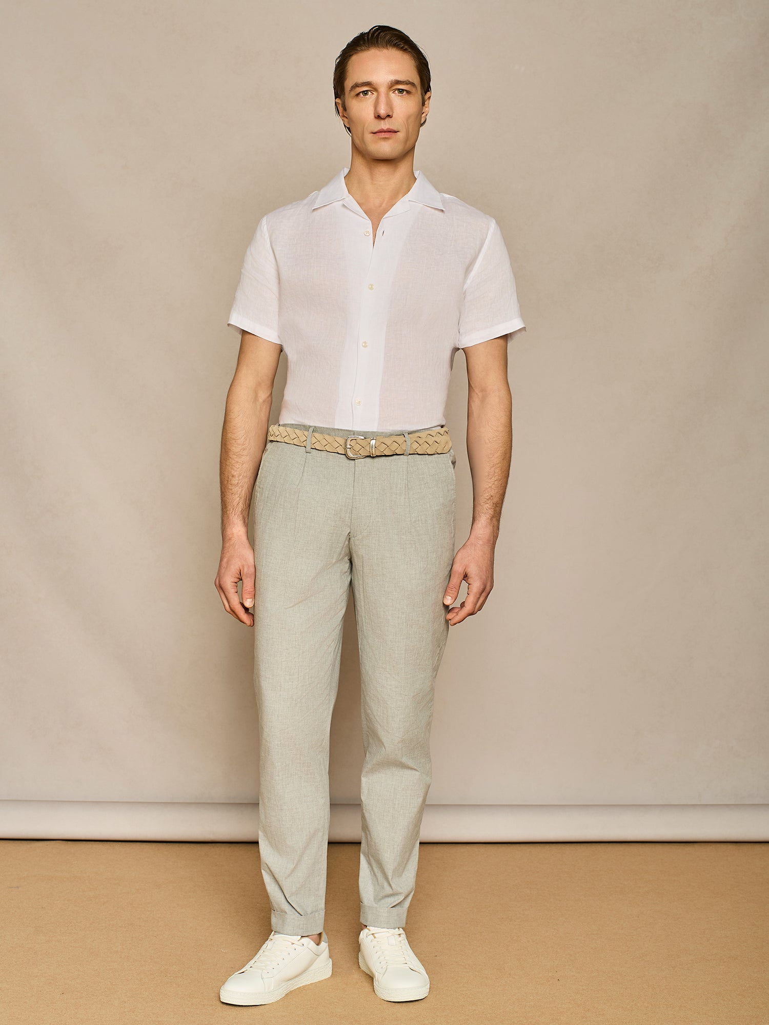 Trousers in grey melange cotton