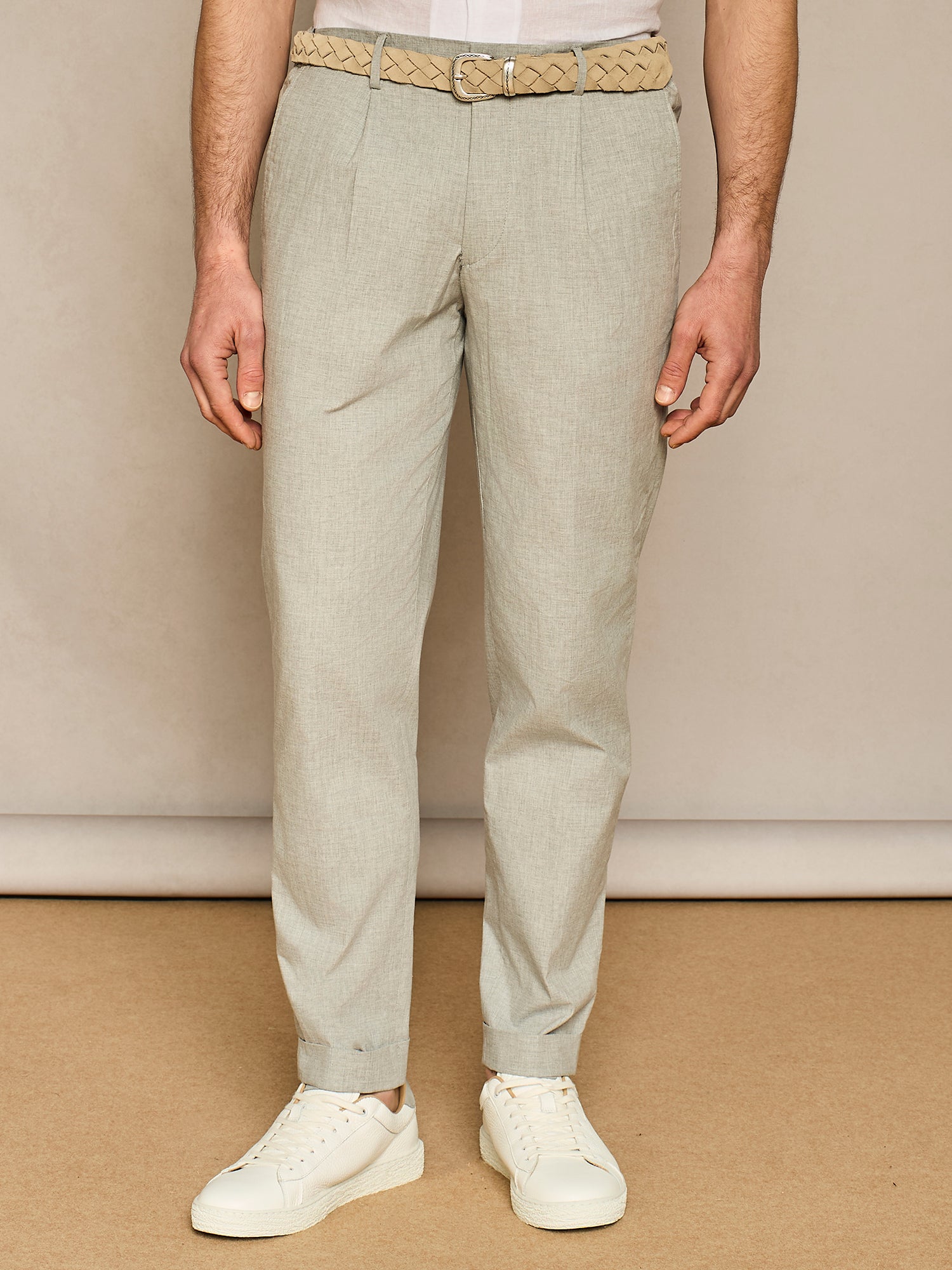 Trousers in grey melange cotton