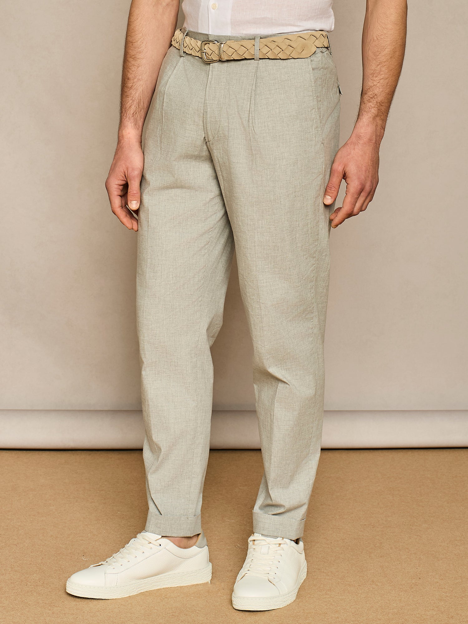 Trousers in grey melange cotton