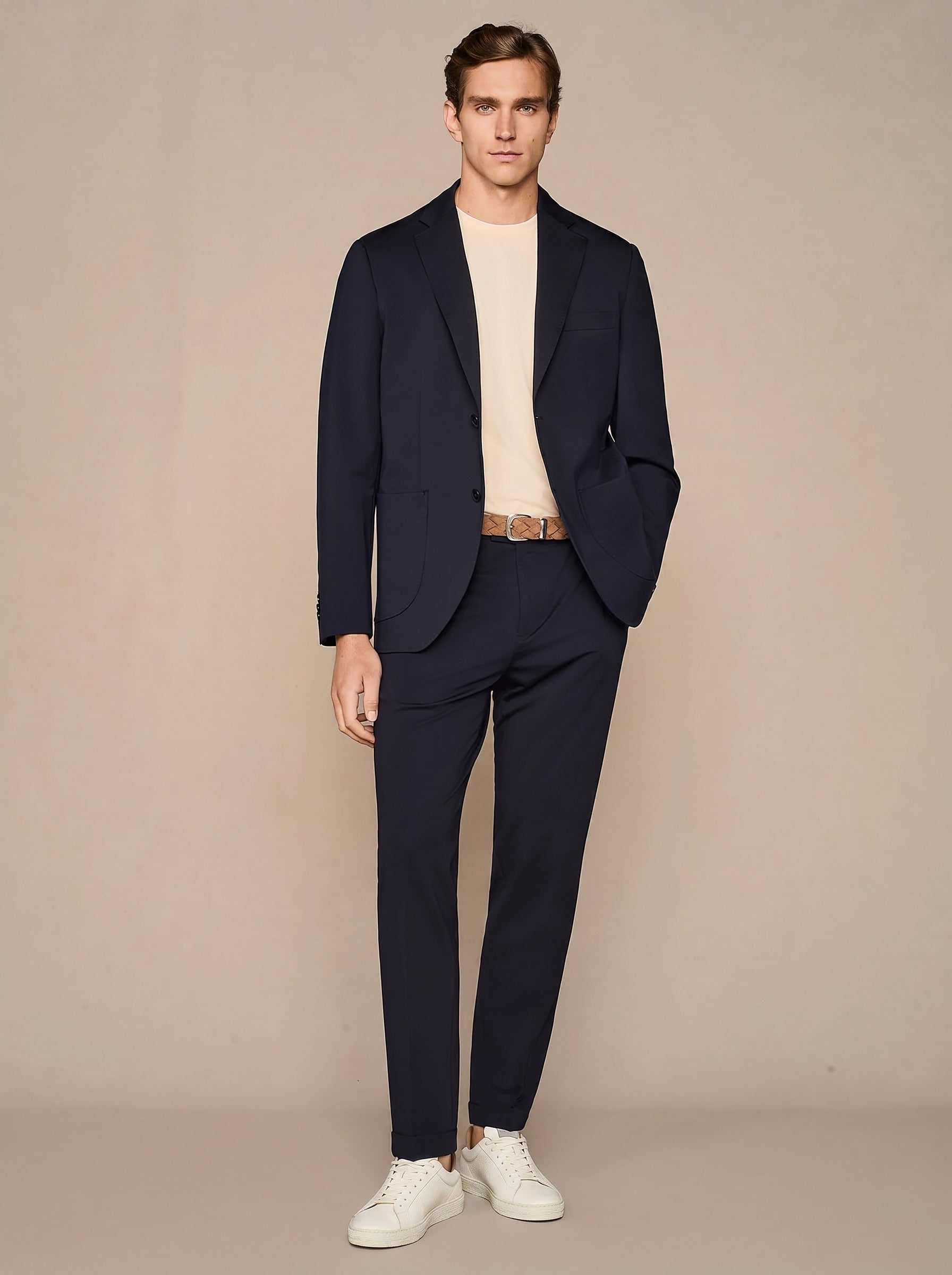 Blue navy jersey trousers