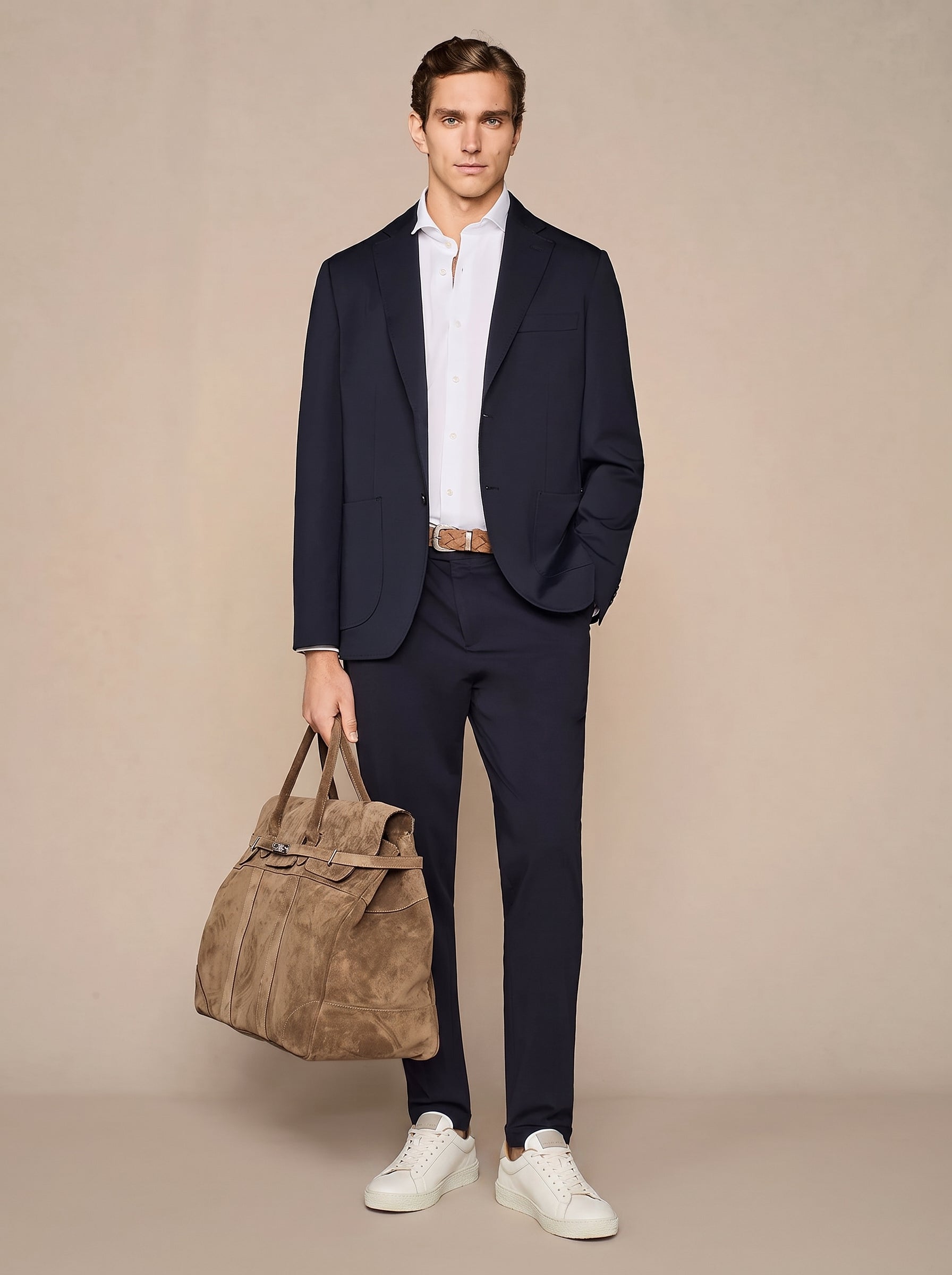 Blue navy jersey trousers