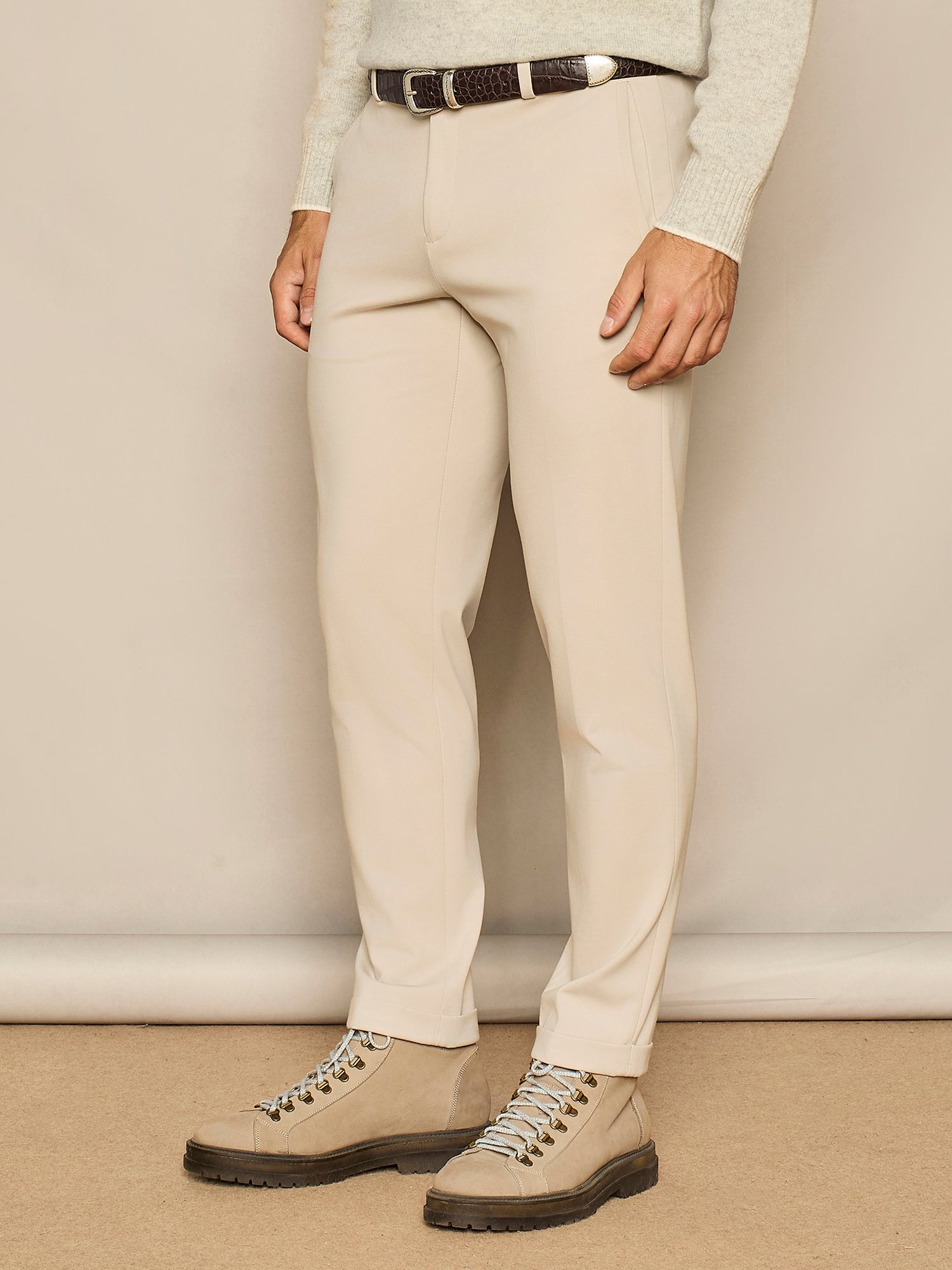 PANTALONE LEISURE FIT IN JERSEY BEIGE