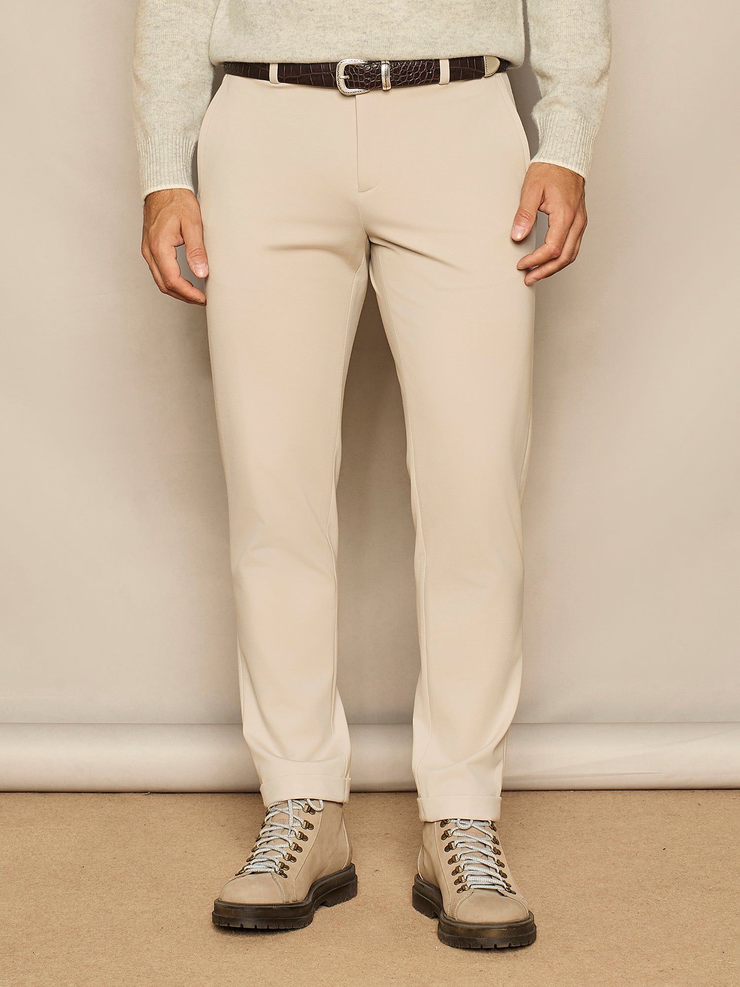 PANTALONE LEISURE FIT IN JERSEY BEIGE