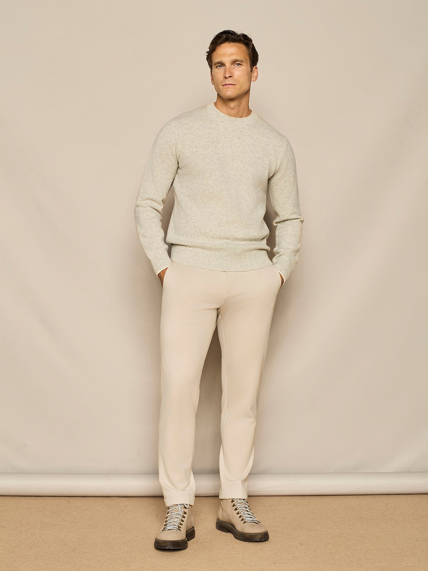 PANTALONE LEISURE FIT IN JERSEY BEIGE
