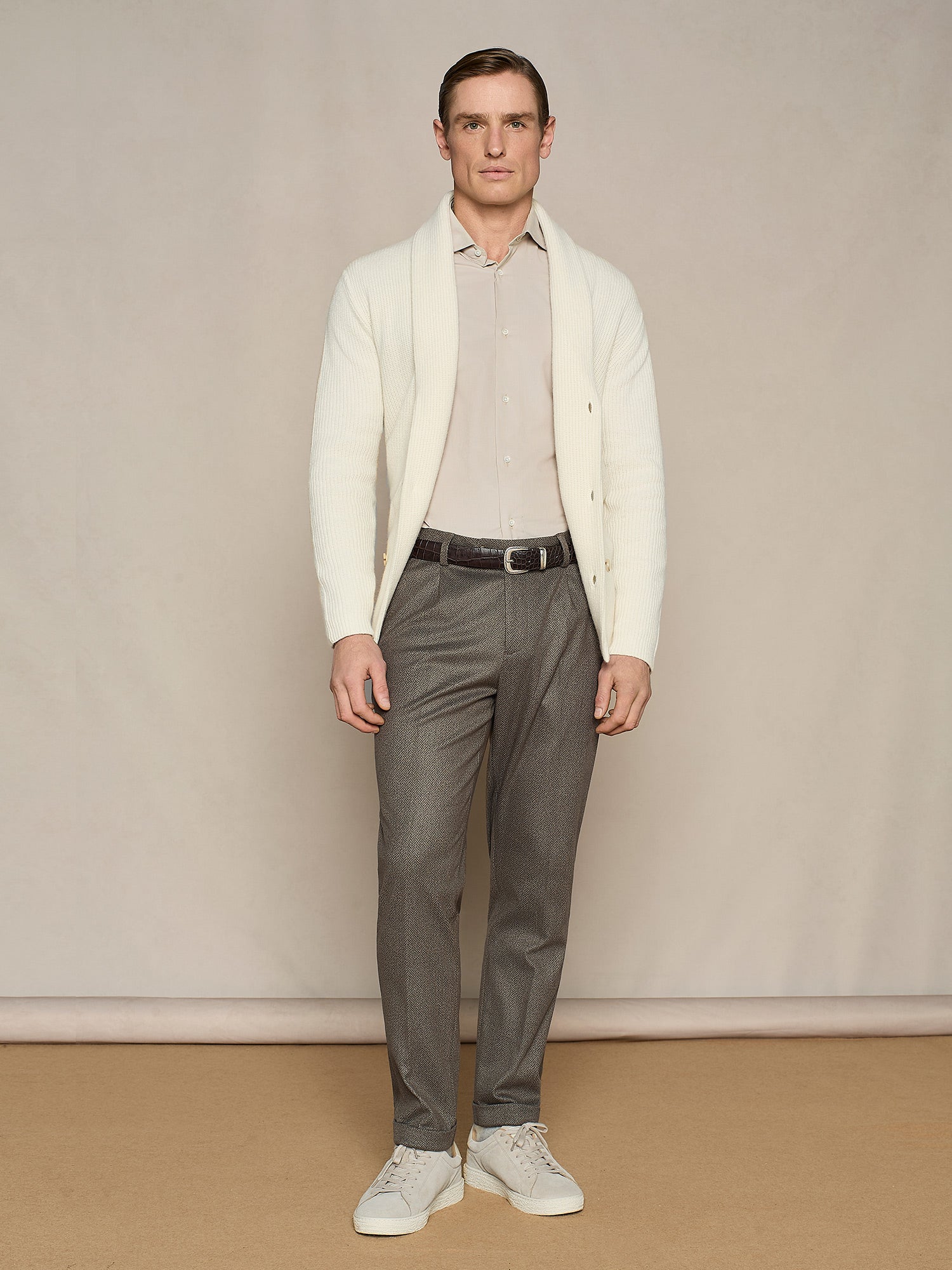 PANTALONE WIDE FIT IN JERSEY BRUSHED SPINATO TAUPE