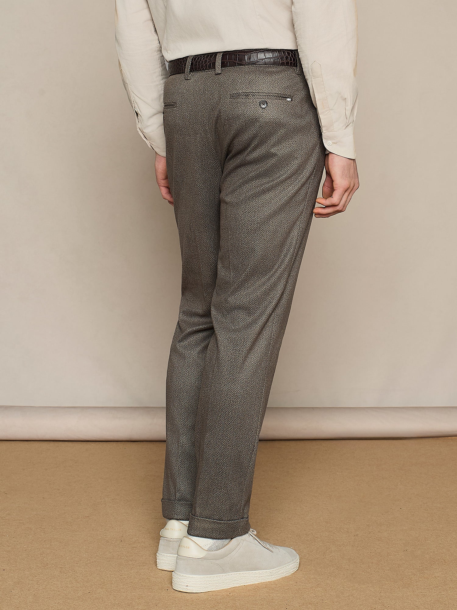 PANTALONE WIDE FIT IN JERSEY BRUSHED SPINATO TAUPE