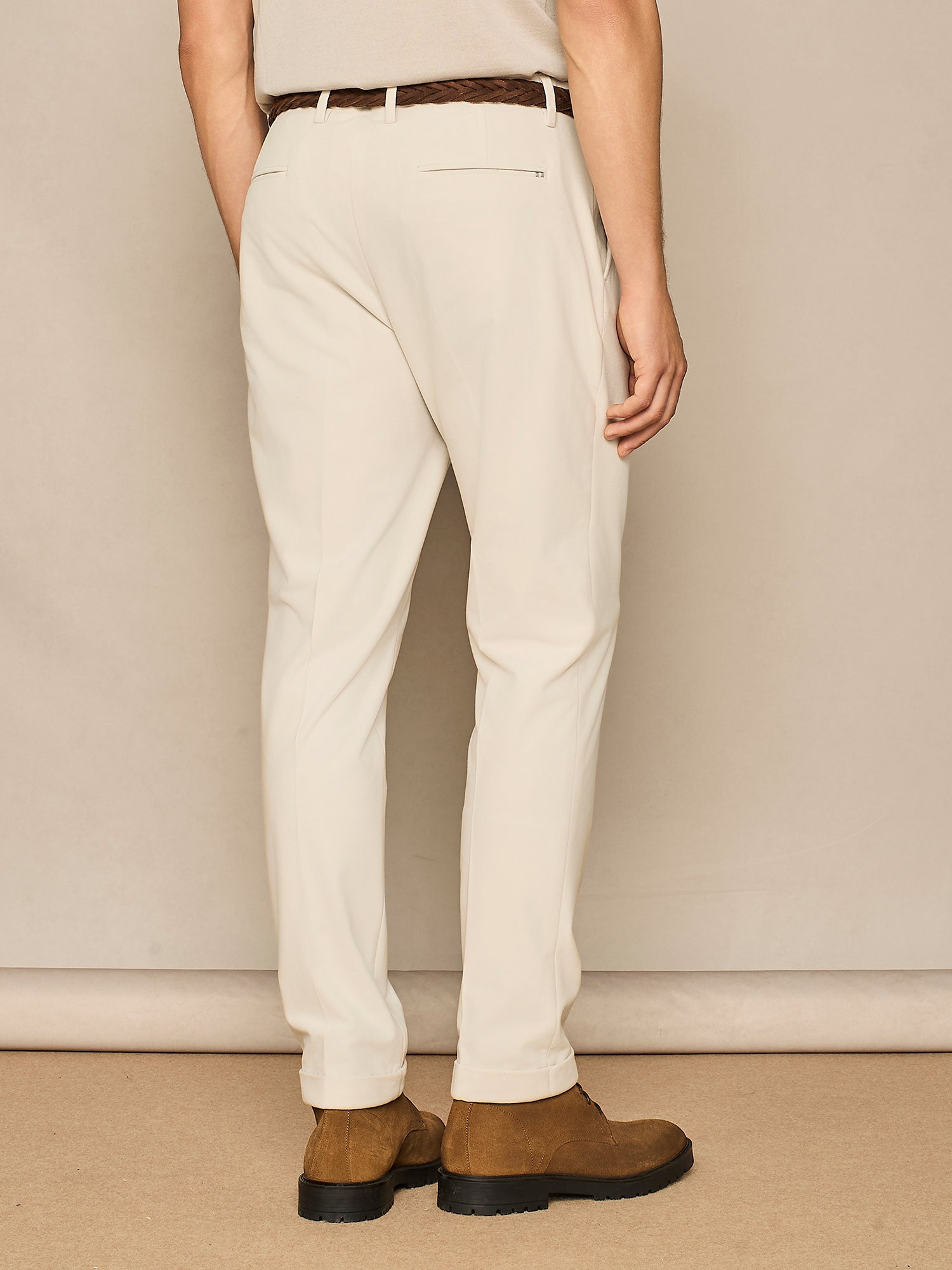 PANTALONE WIDE FIT IN JERSEY FELPATO BEIGE