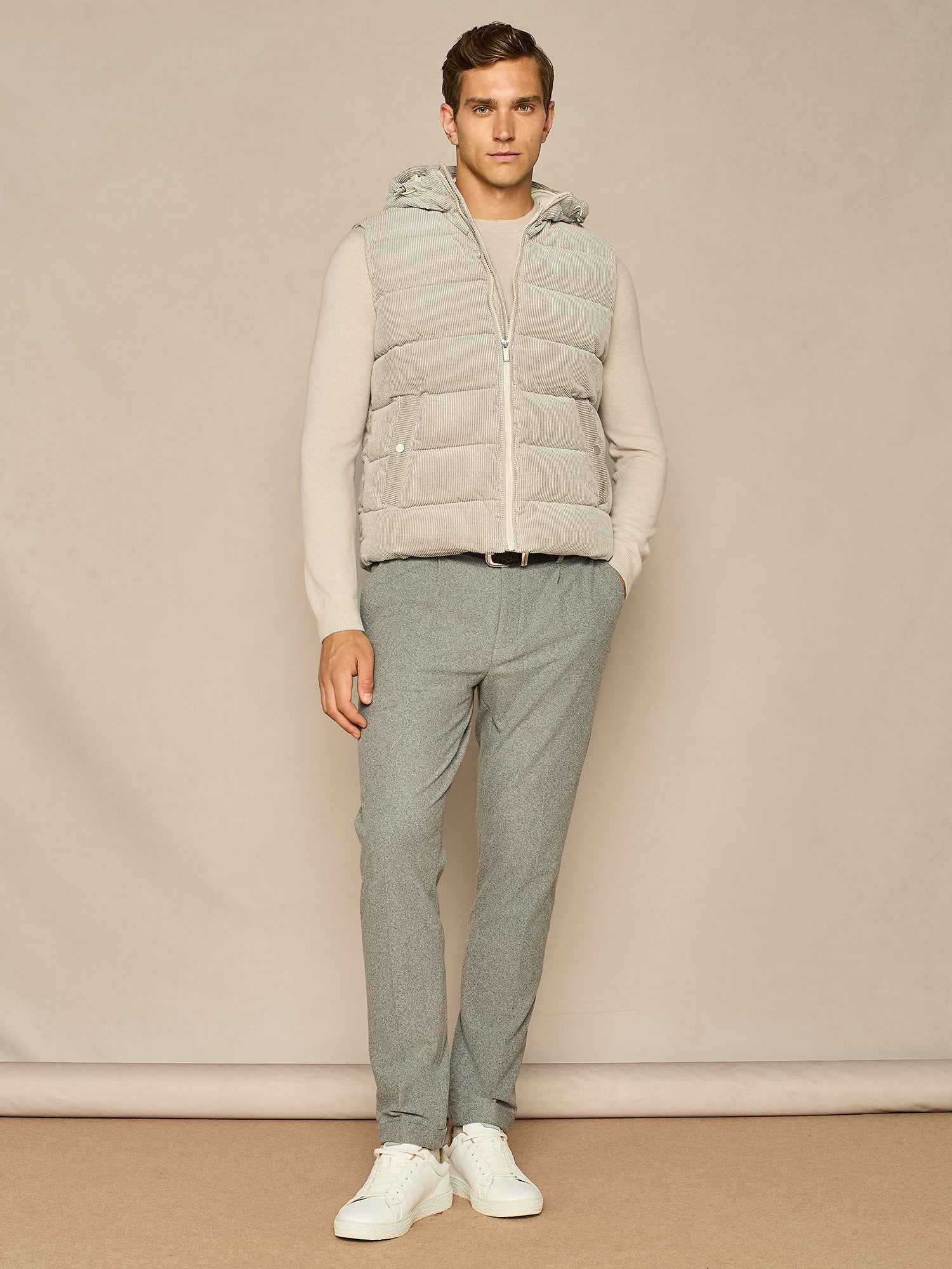 PANTALONE WIDE FIT IN JERSEY FELPATO GRIGIO CHIARO
