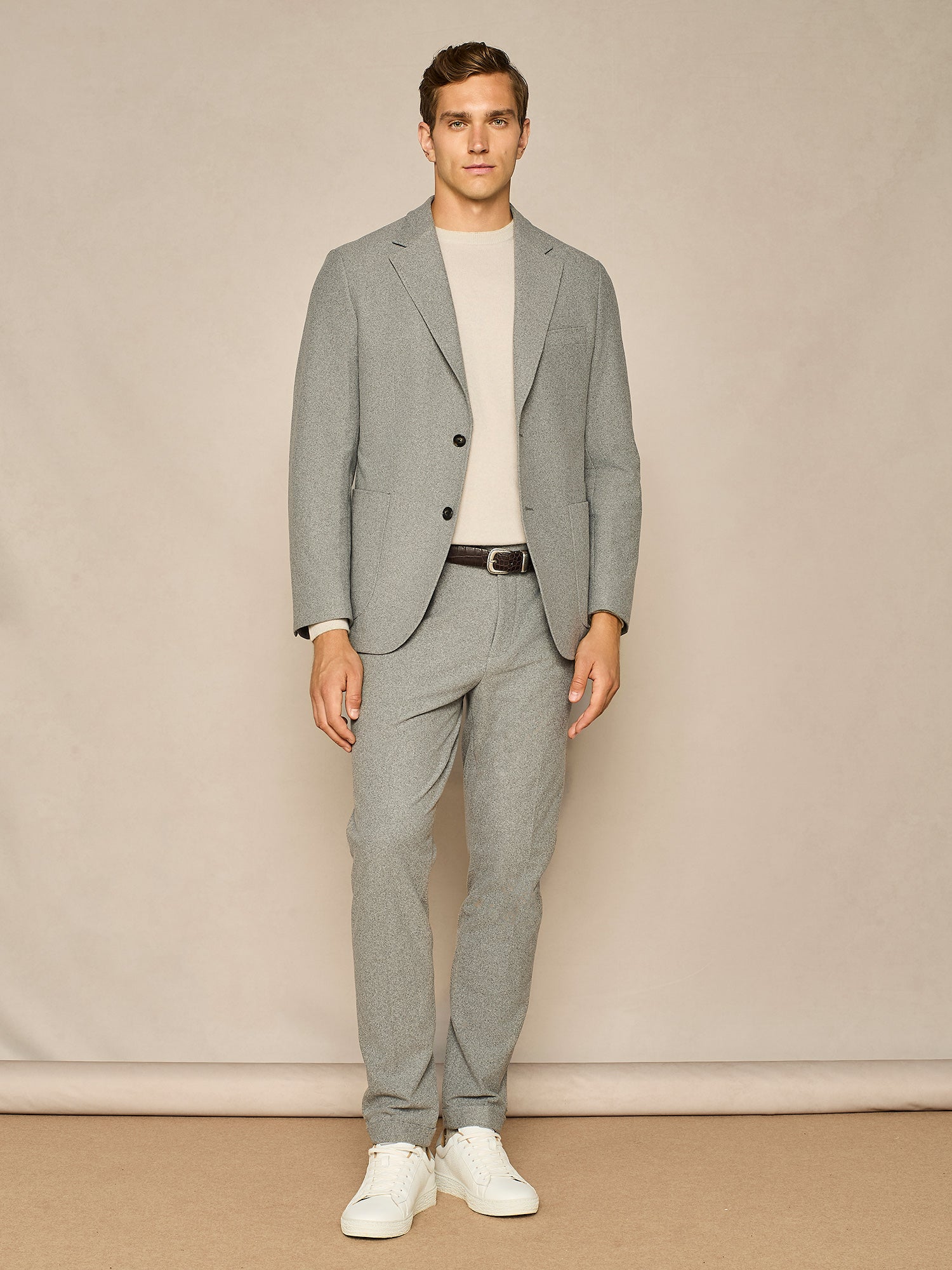 PANTALONE WIDE FIT IN JERSEY FELPATO GRIGIO CHIARO