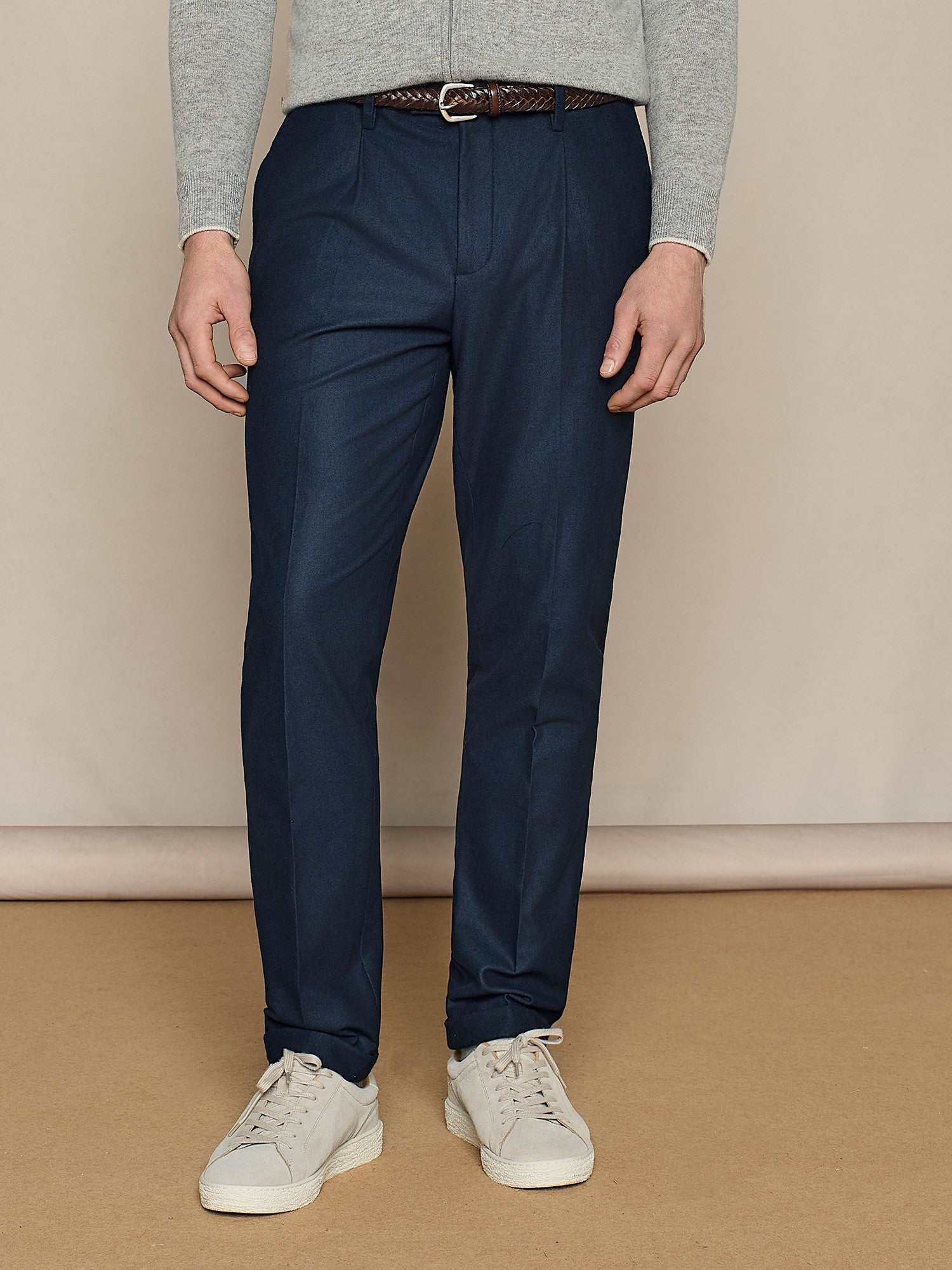 PANTALONE WIDE FIT IN JERSEY FELPATO BLU