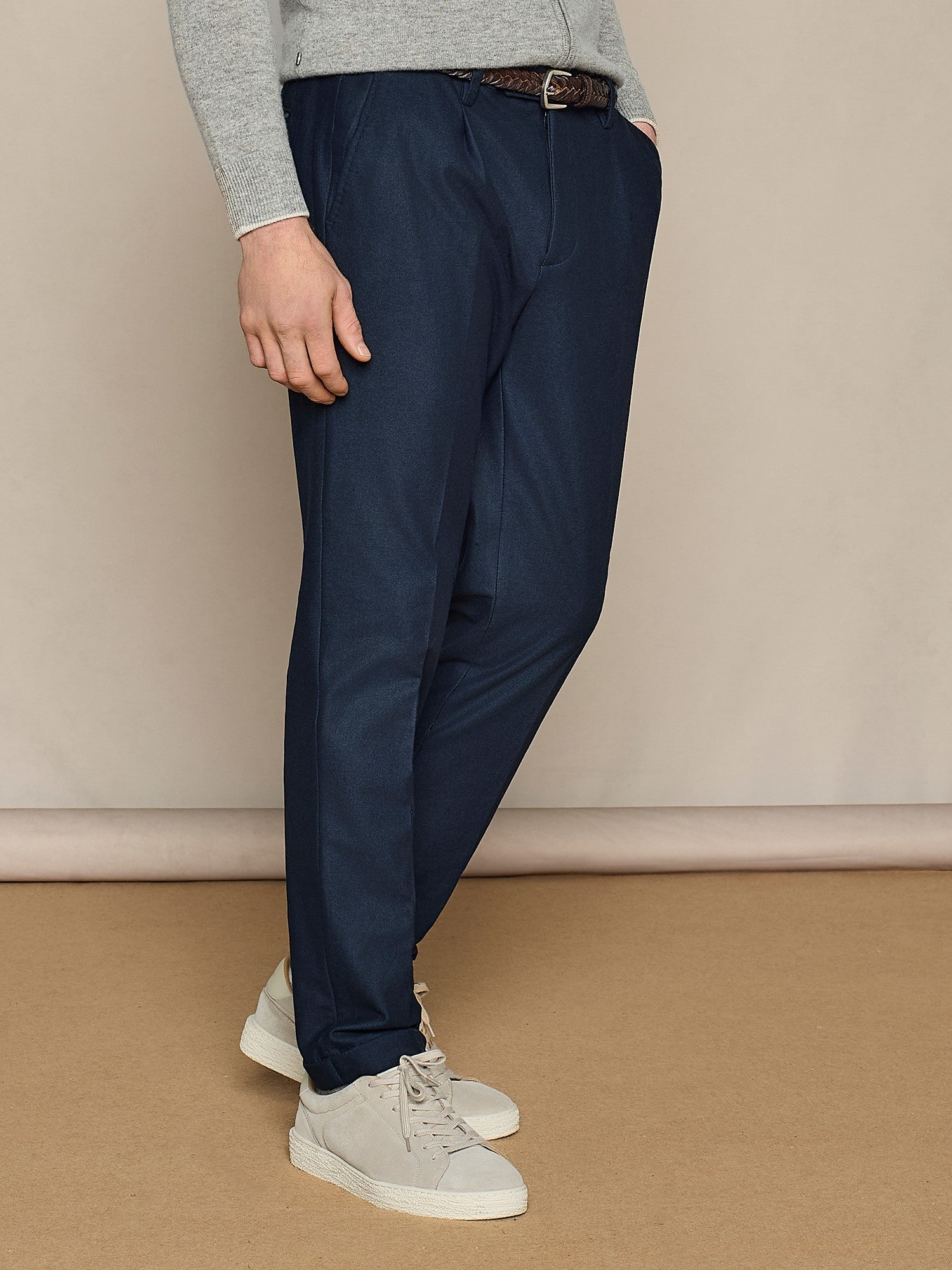 PANTALONE WIDE FIT IN JERSEY FELPATO BLU