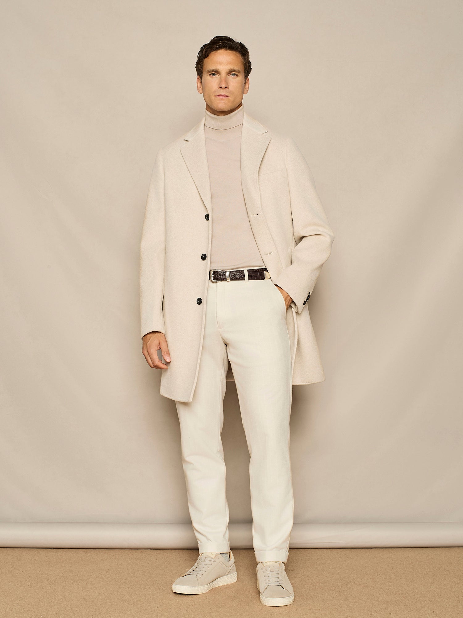 BUTTER PINSTRIPED WOOL JERSEY WIDE FIT TROUSER