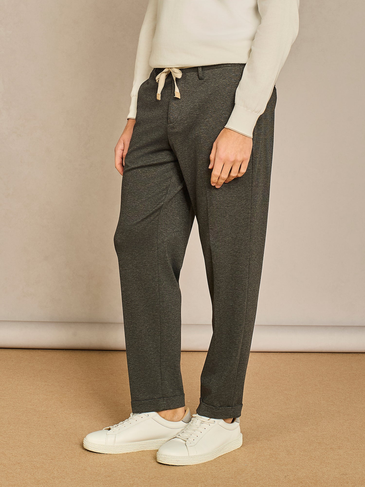 DARK GREY LACE JERSEY TROUSER