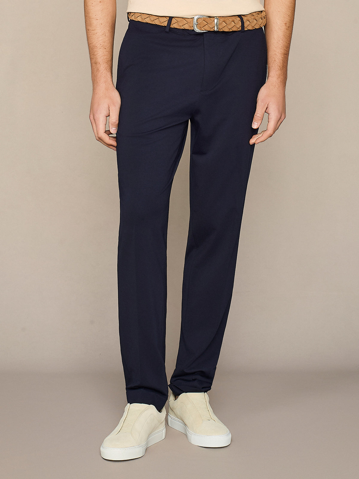 Navy jersey trousers