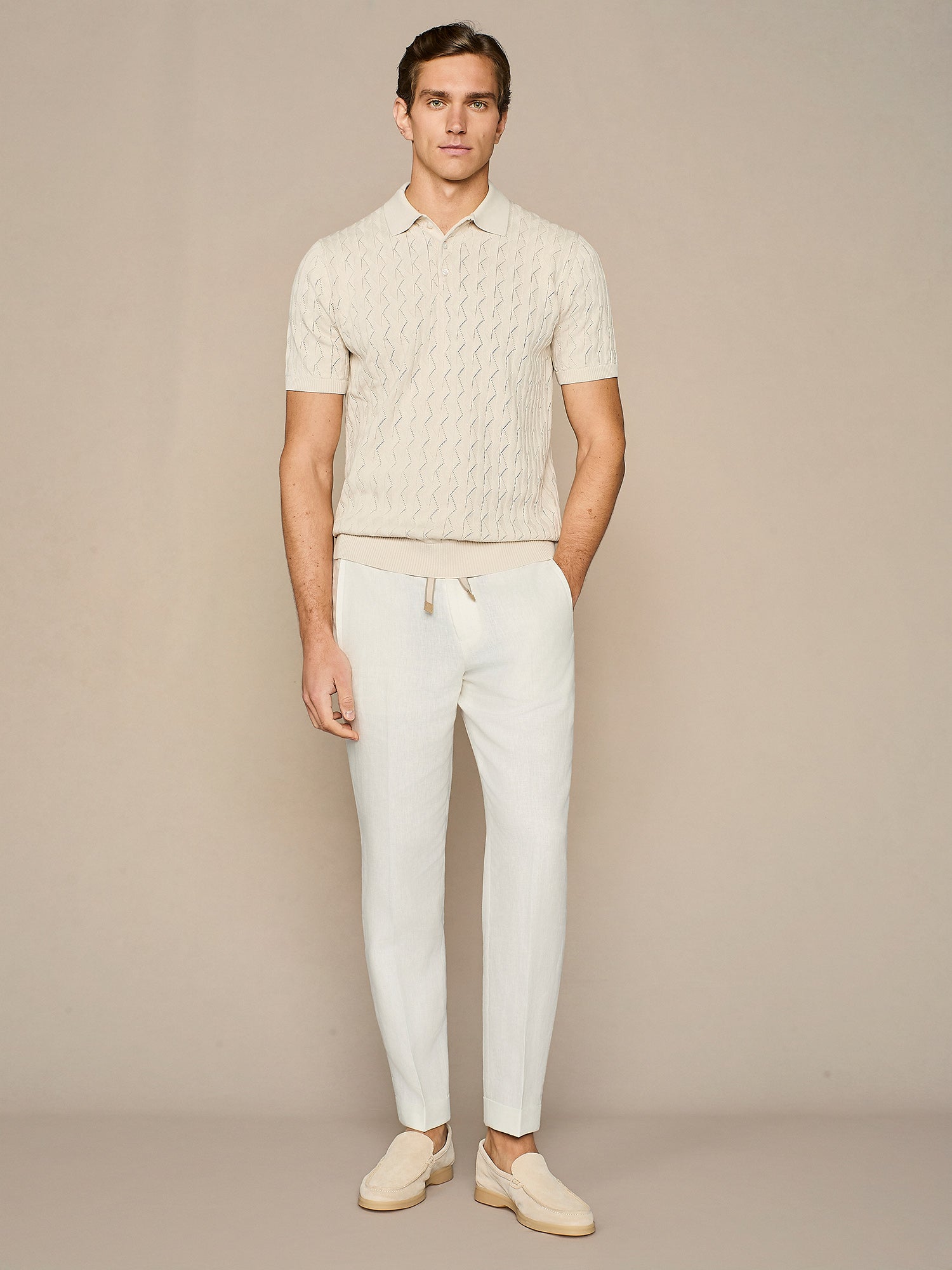 Pantalone in lino bianco