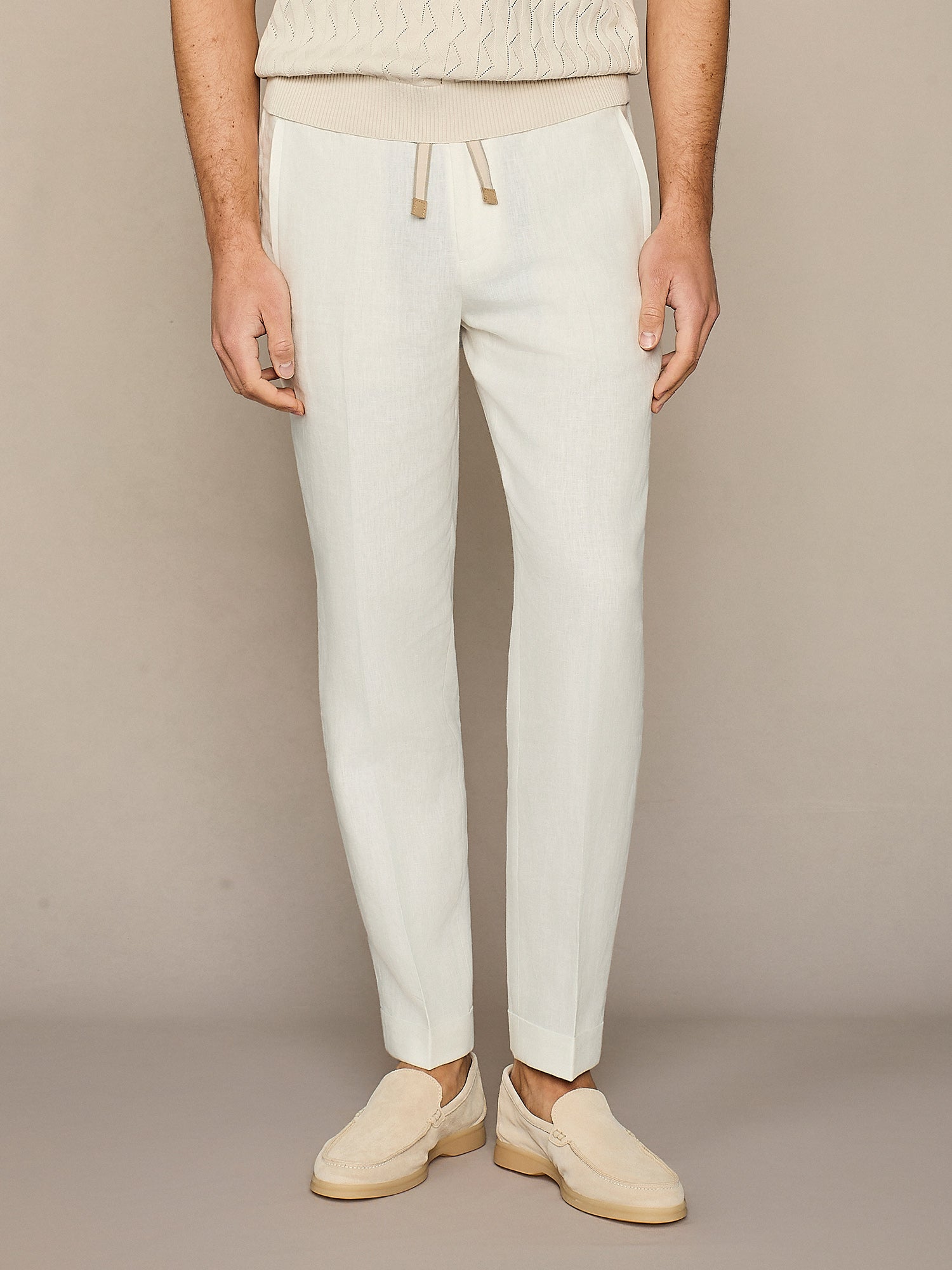 Pantalone in lino bianco