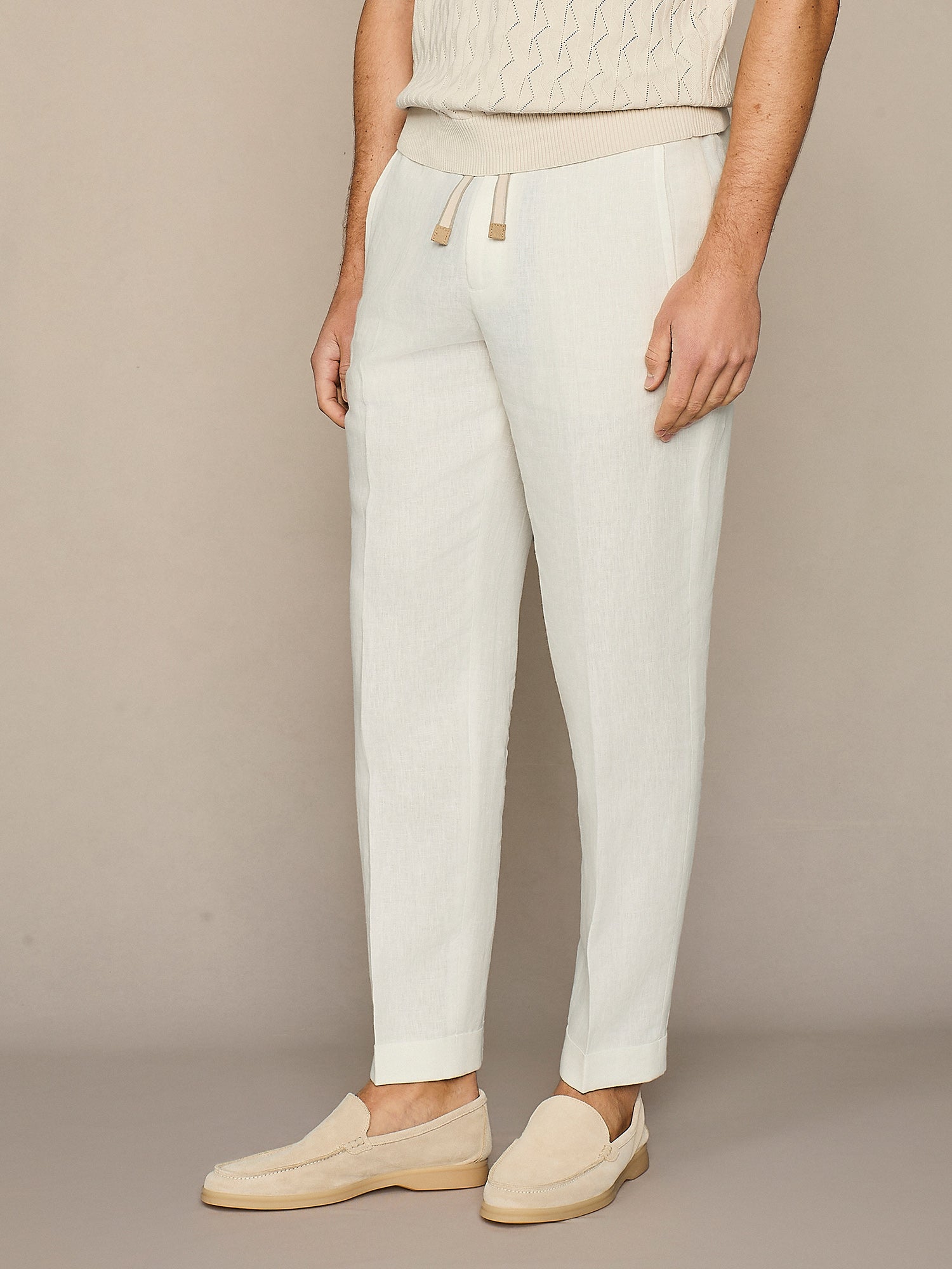 Pantalone in lino bianco