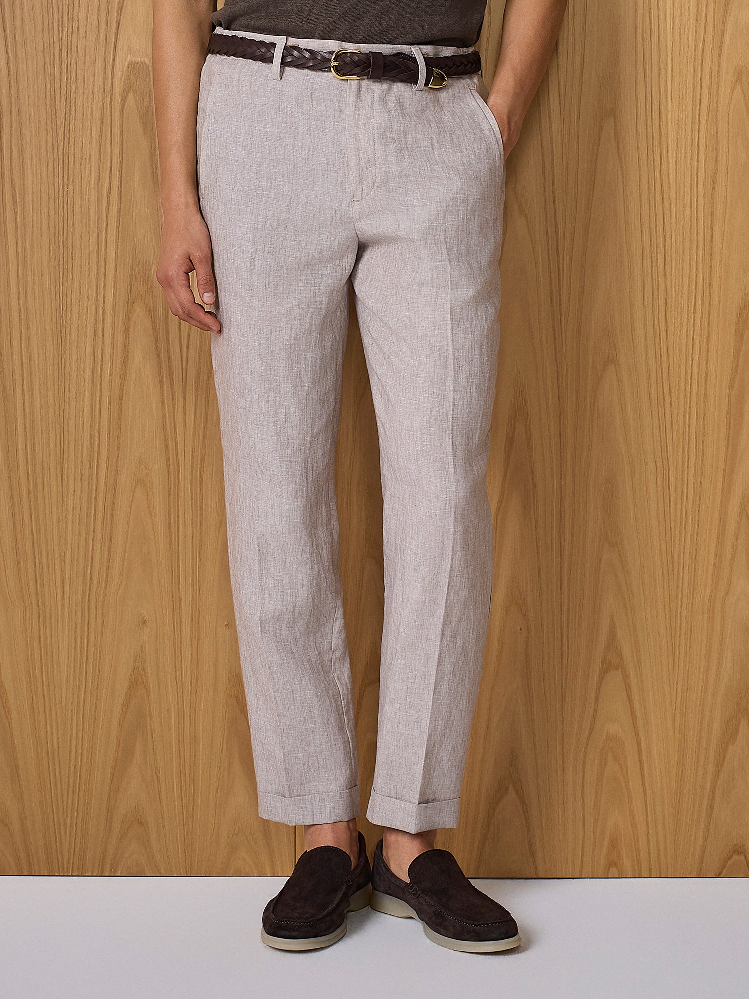 Pantalone in lino beige