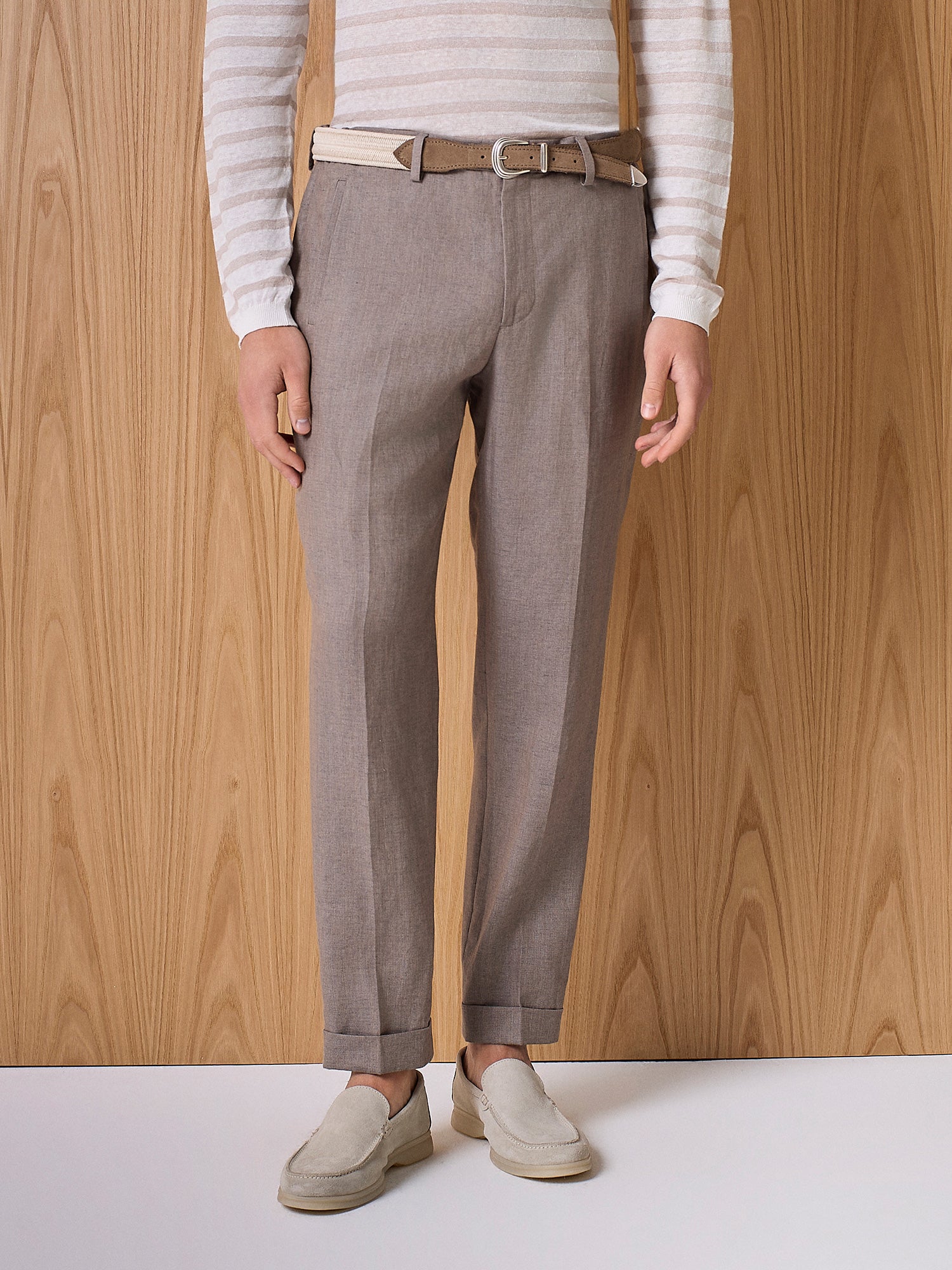 Pantalone in lino taupe